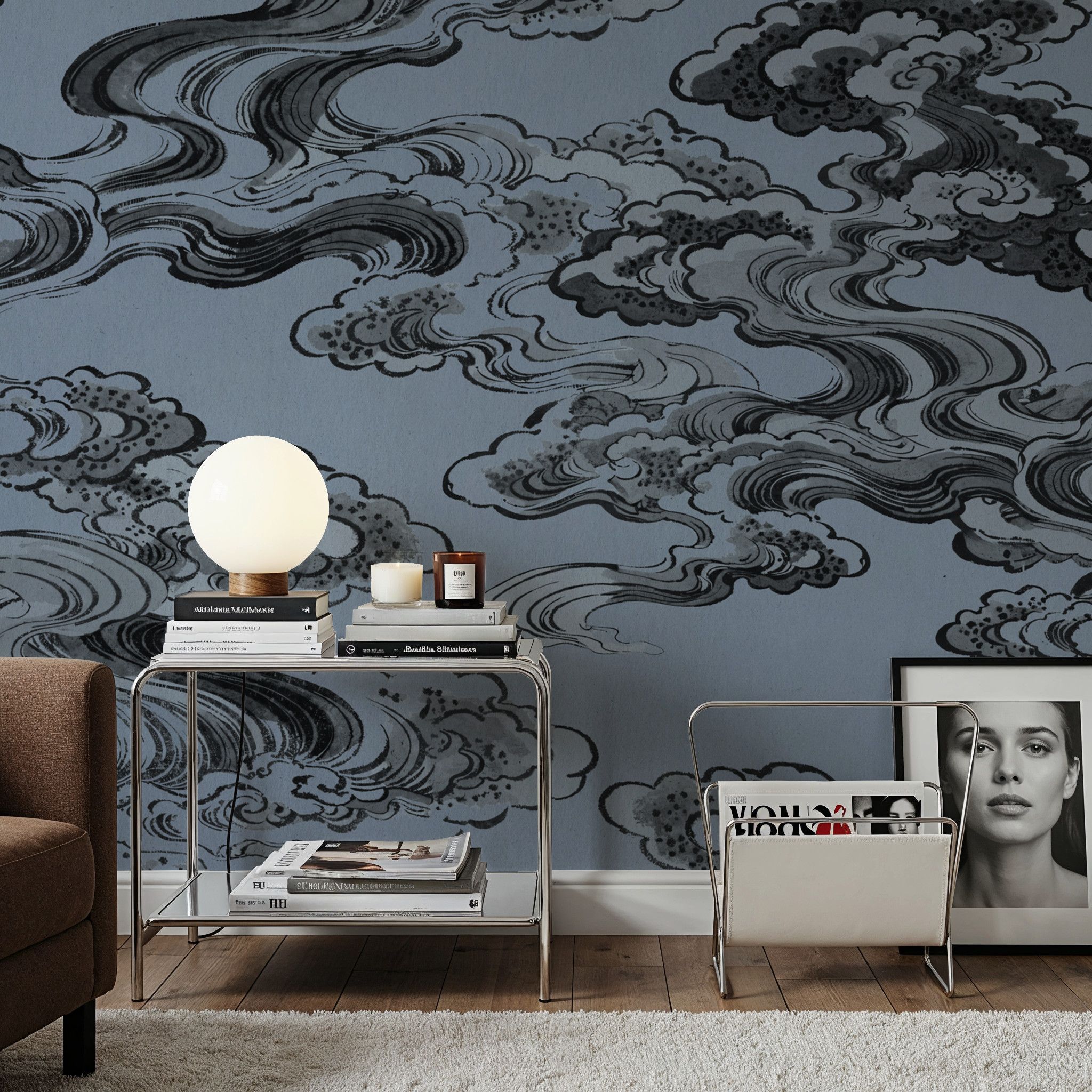 Ukiyo-e Clouds, Denim Blue