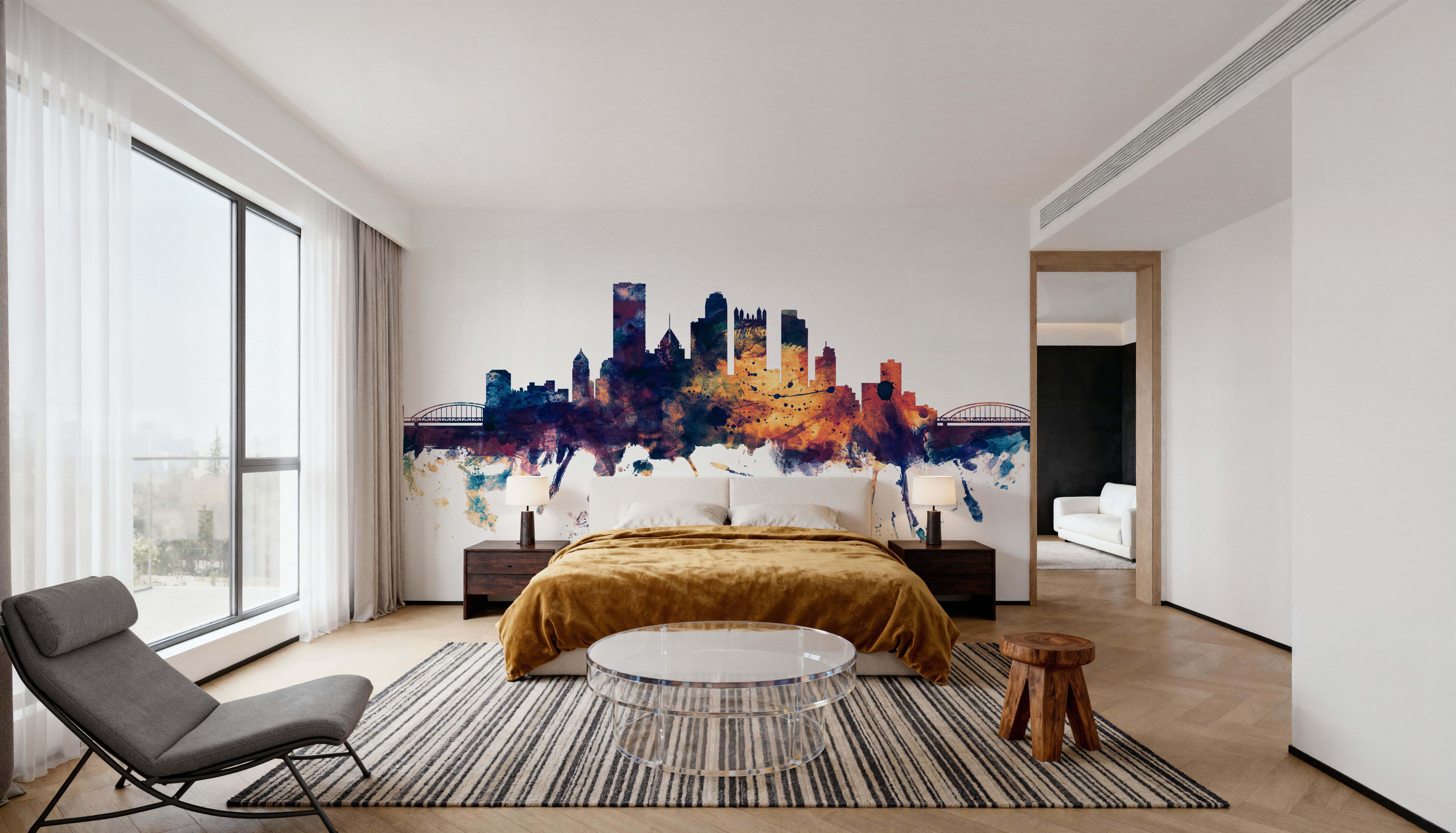 Pittsburg Pennsylvania Skyline Blue & Bronze, Wallpaper