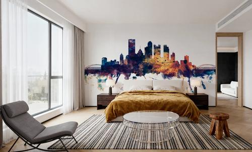 Pittsburg Pennsylvania Skyline Blue & Bronze