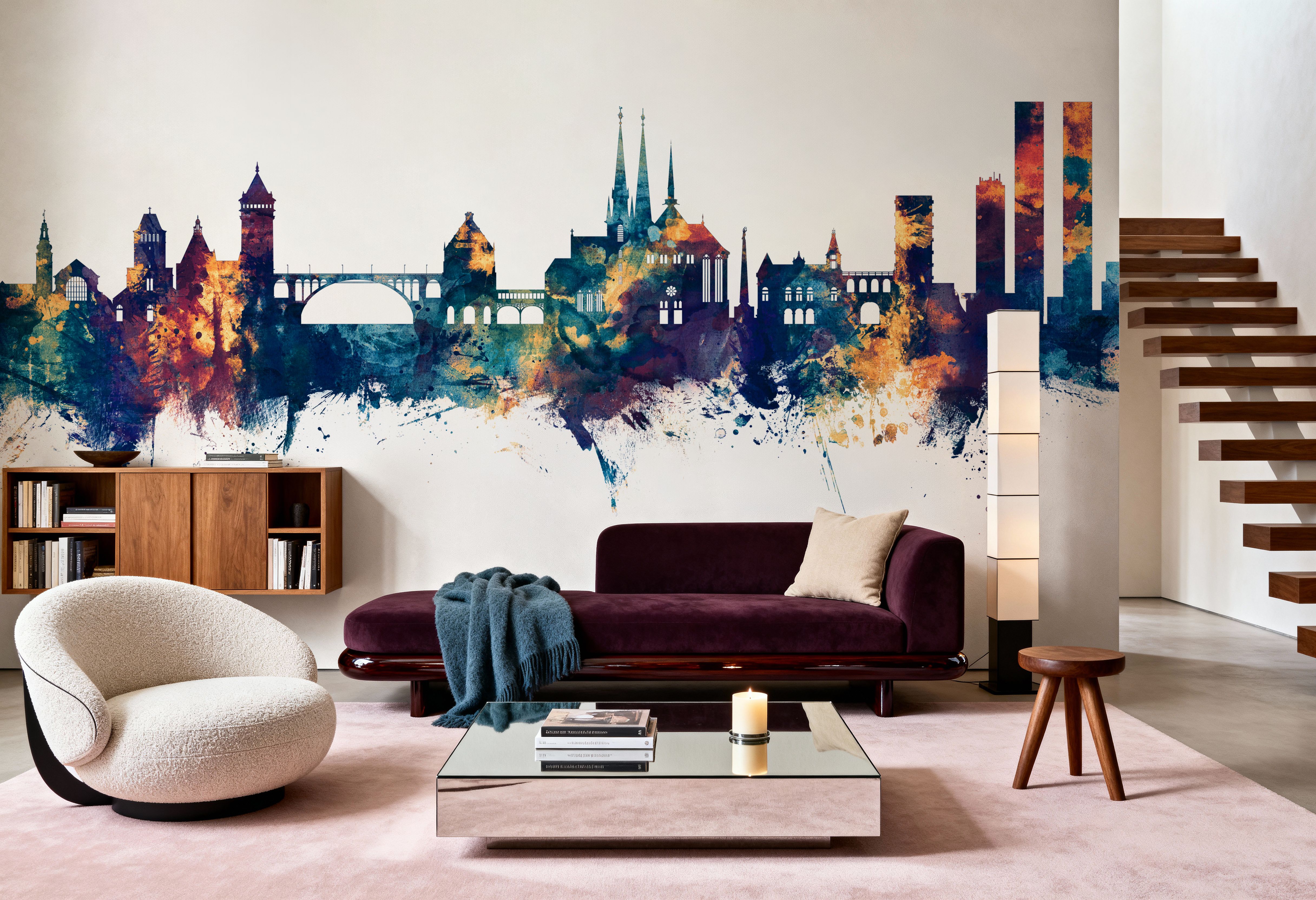 Luxembourg City Skyline Blue & Bronze