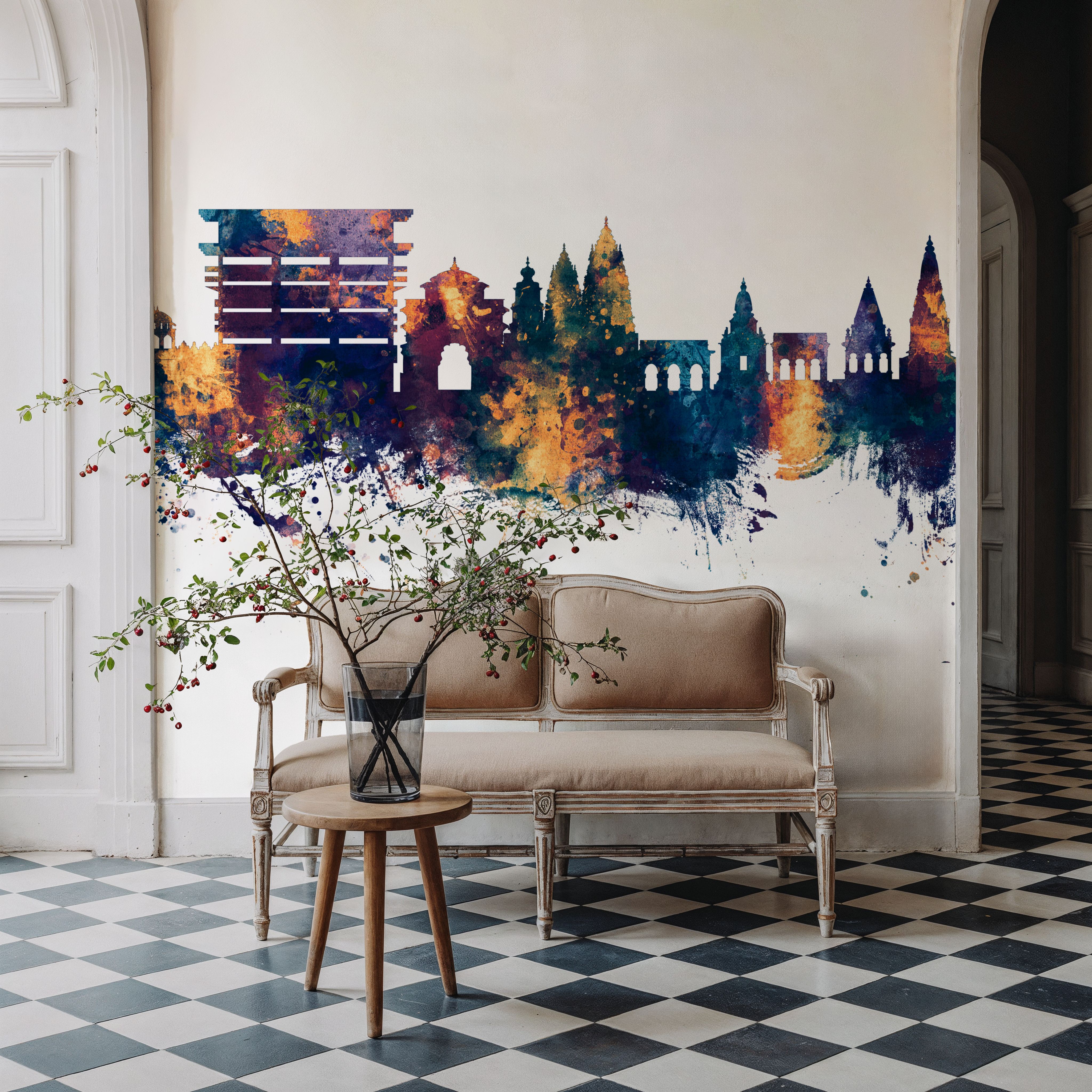 Pandharpur India Skyline Blue & Bronze