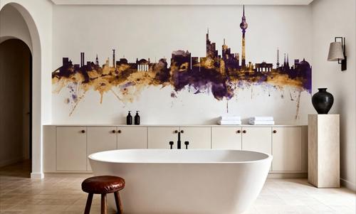 Berlin Skyline Purple & Gold