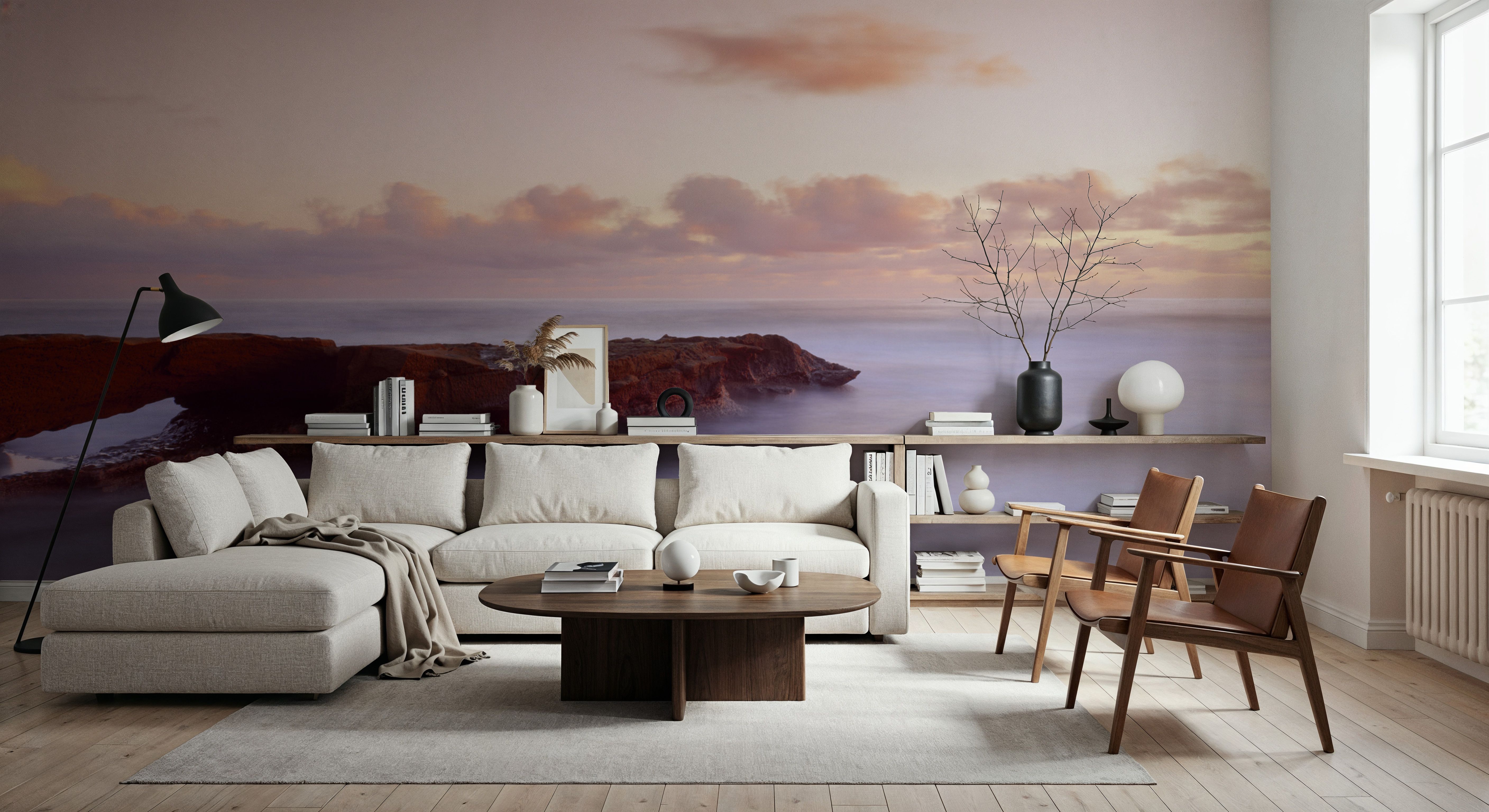 Misty Harbor Sunset, Wallpaper