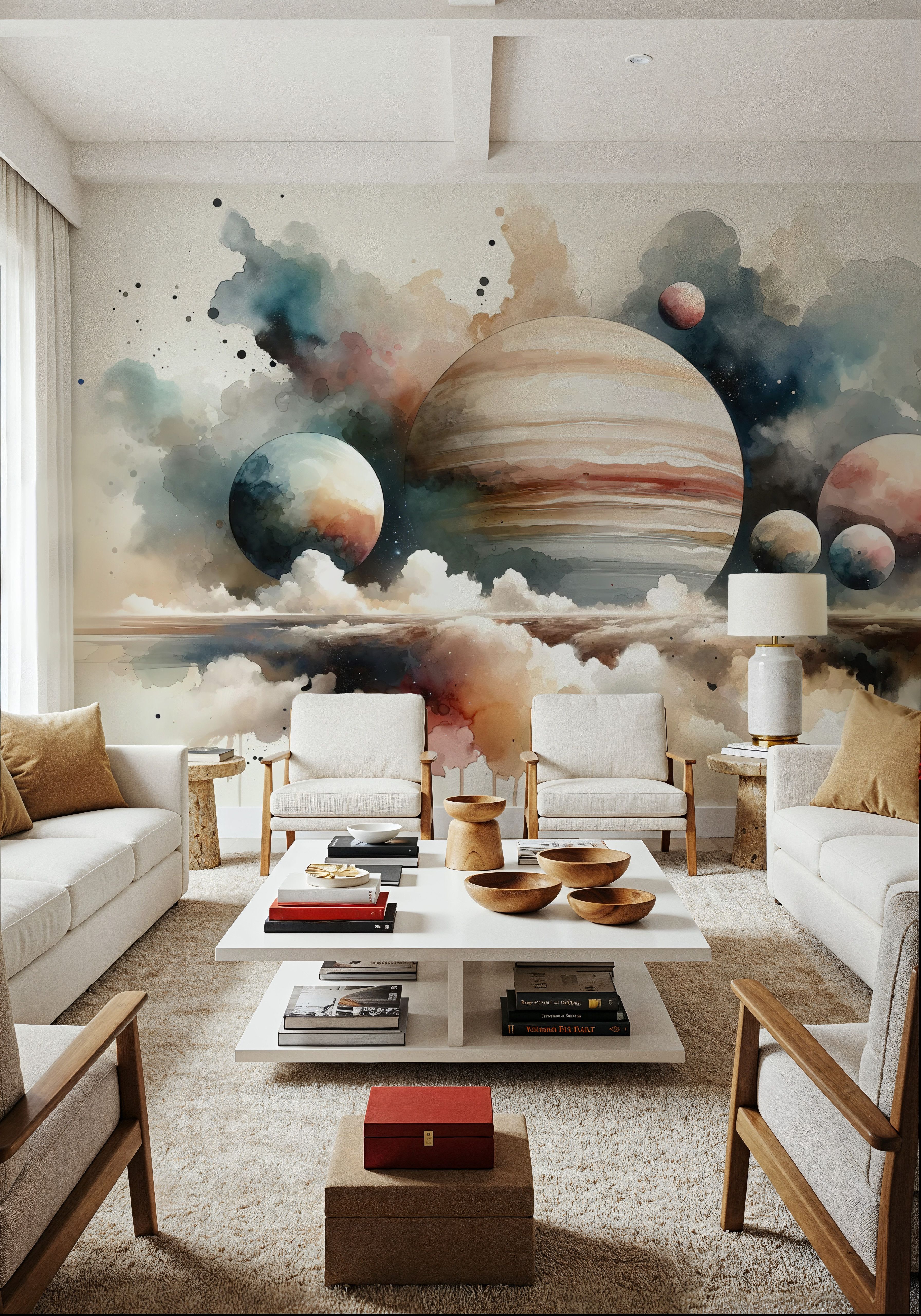 Surreal Planetary Landscape in Watercolor