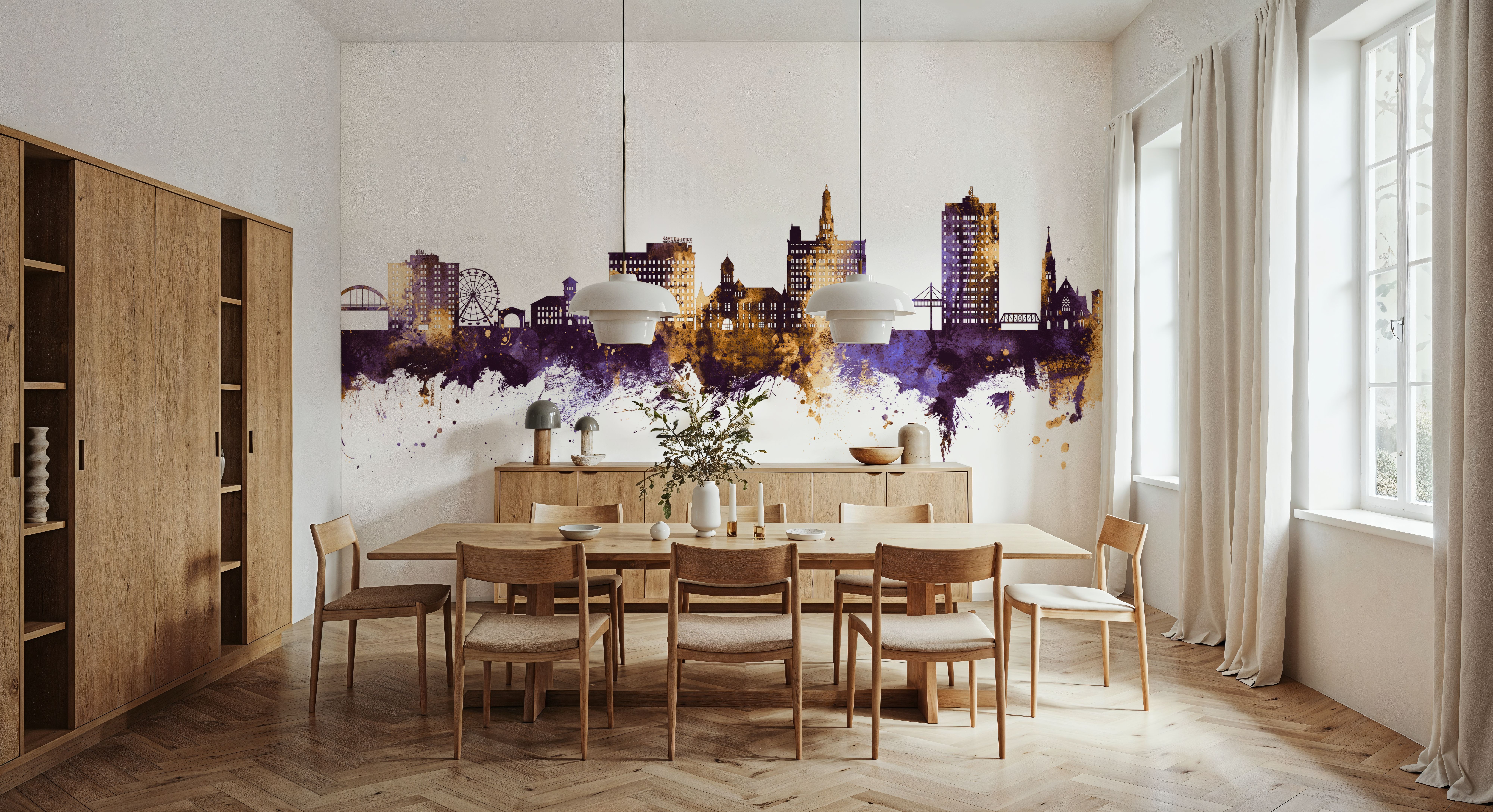 Davenport Iowa Skyline Purple & Gold