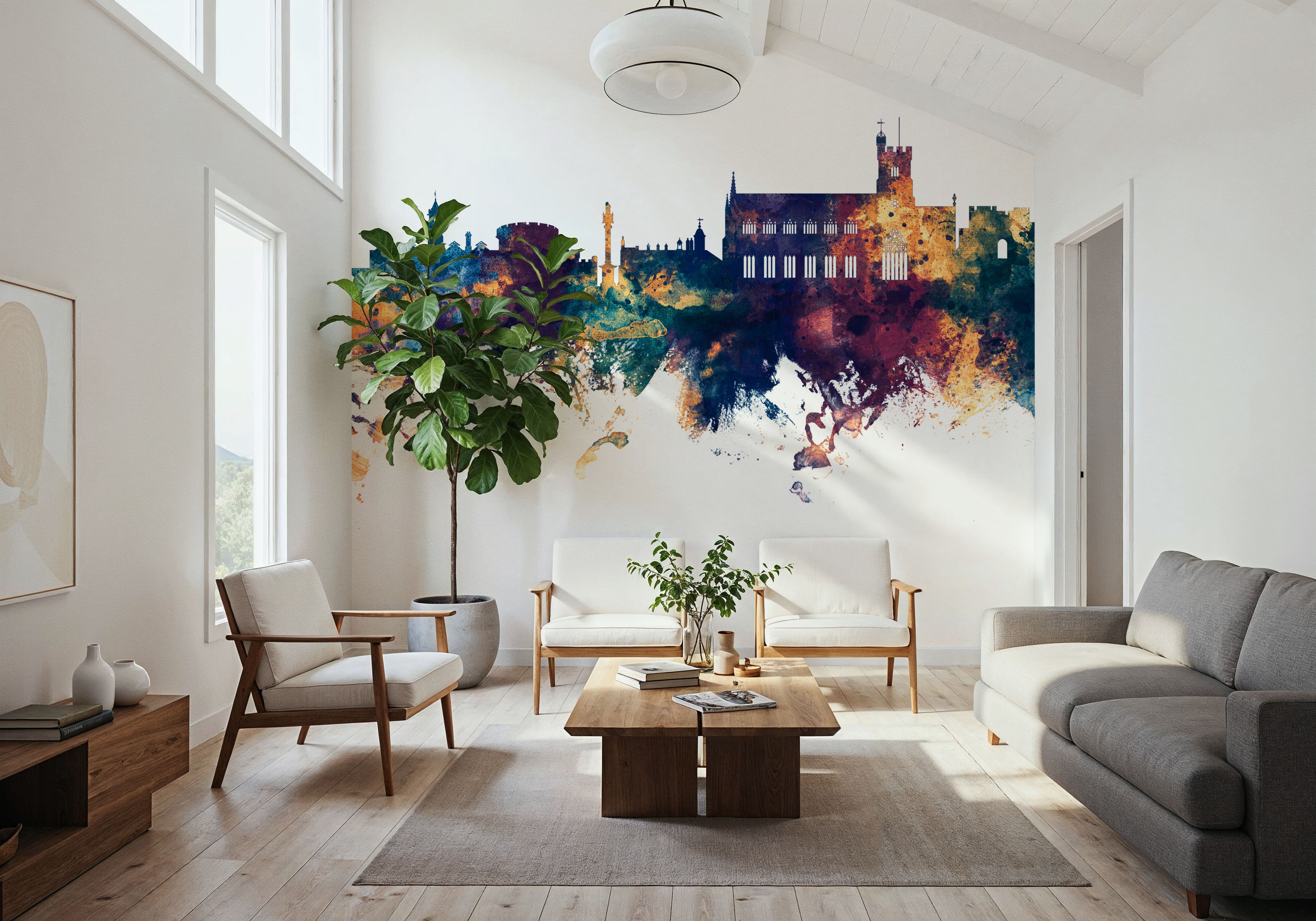 Carlisle England Skyline Blue & Bronze, Wallpaper