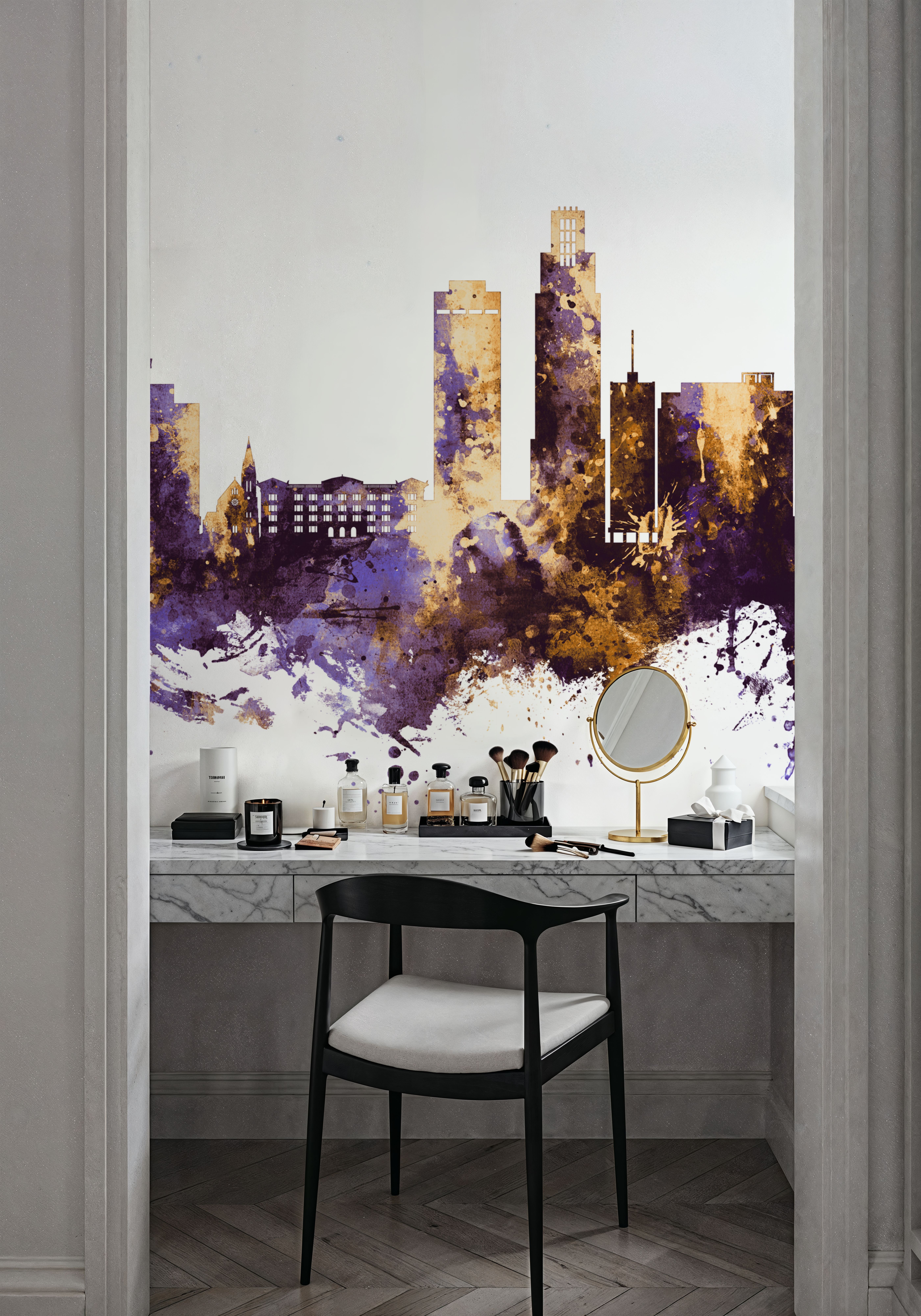 Omaha Nebraska Skyline Purple & Gold