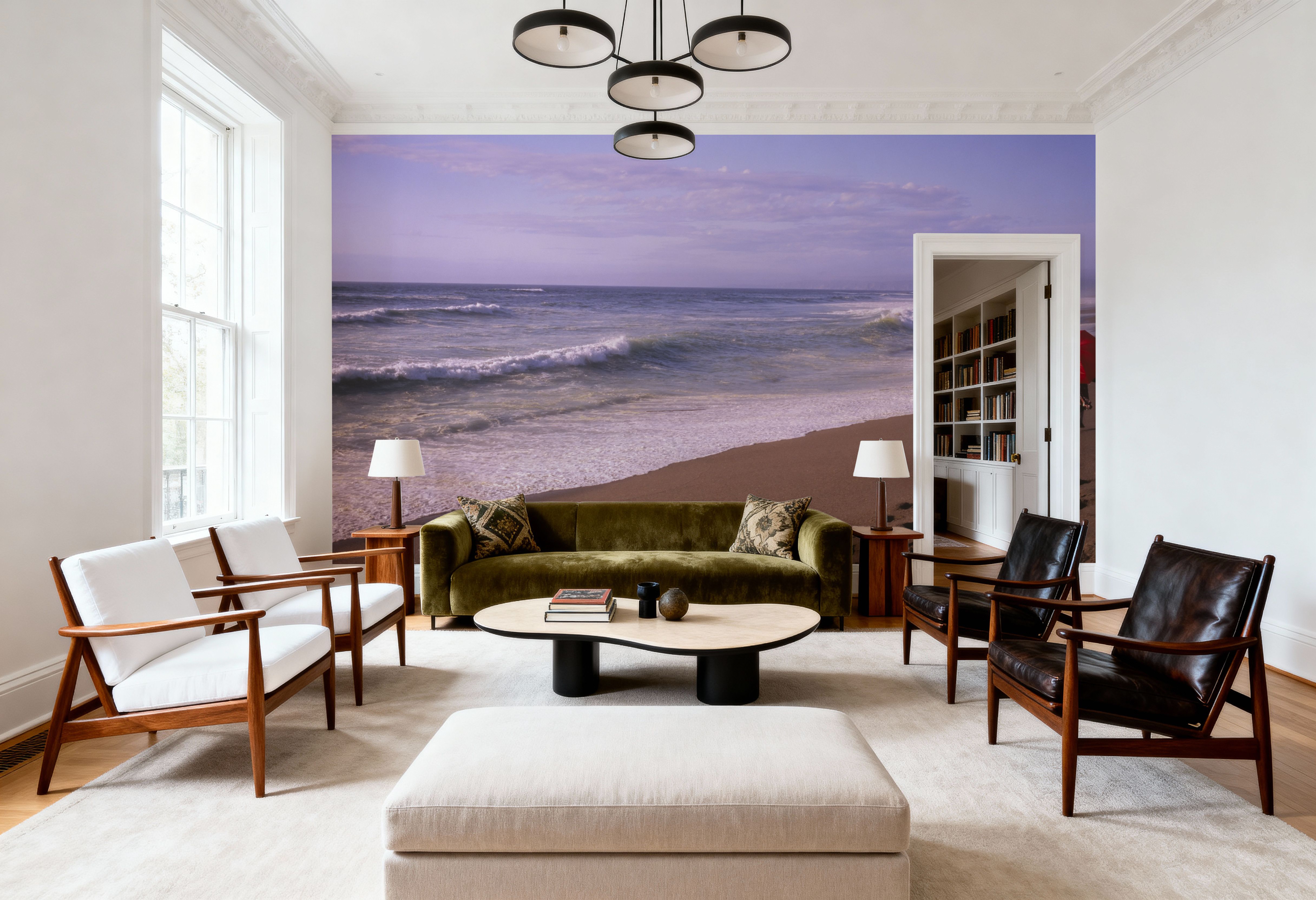 Crimson Stroll by the Shore