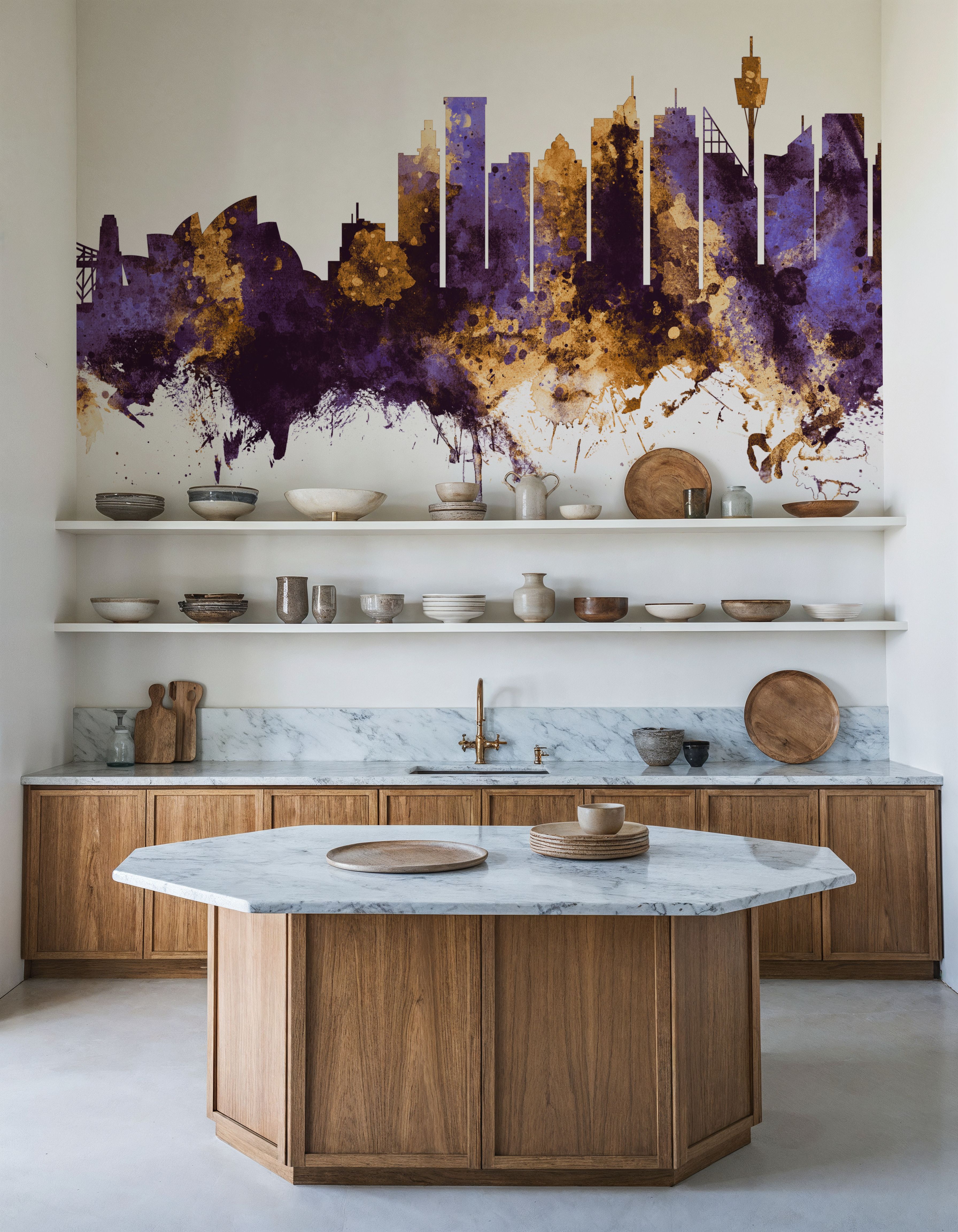 Sydney Australia Skyline Purple & Gold