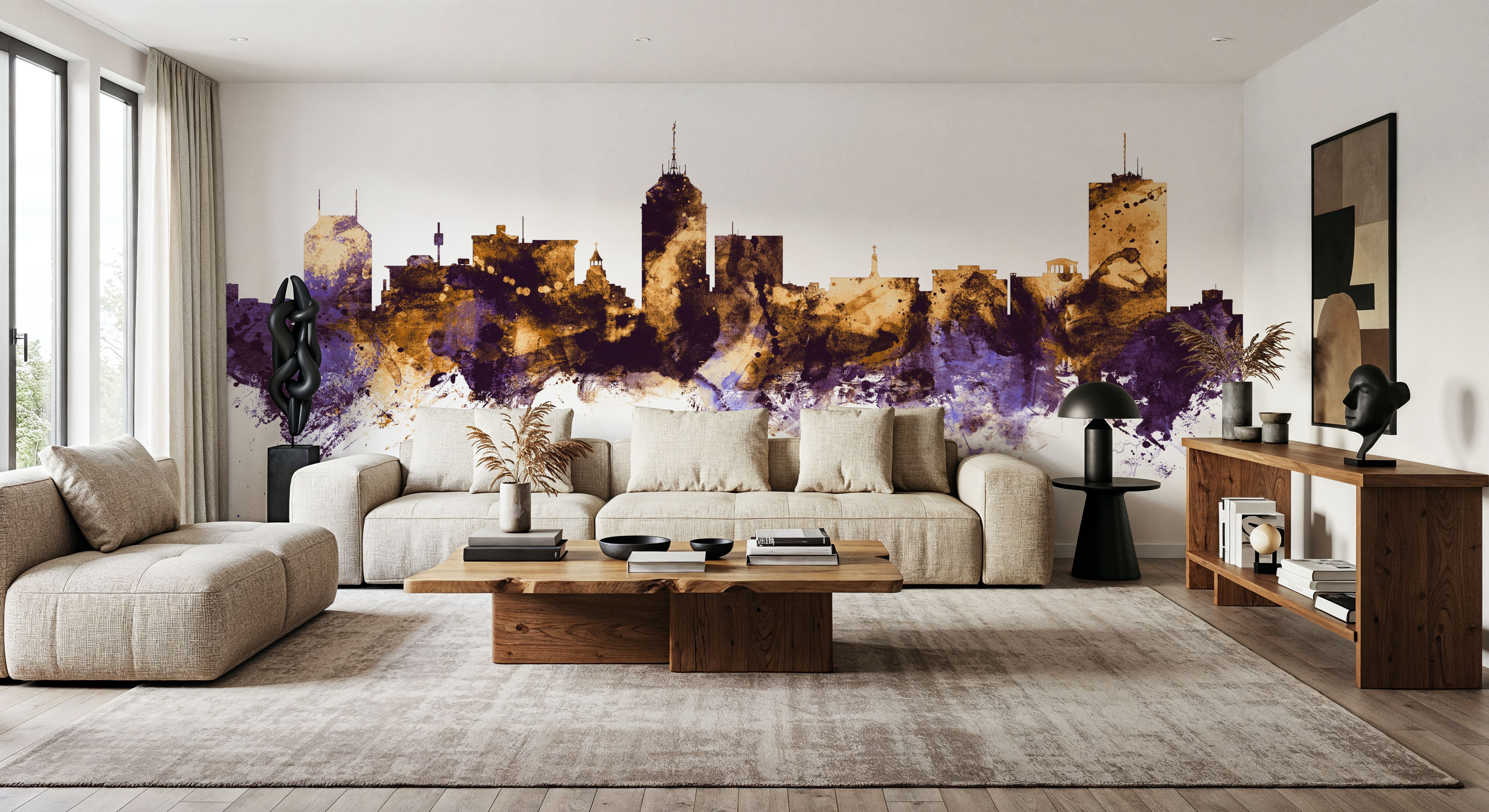 Fresno California Skyline Purple & Gold