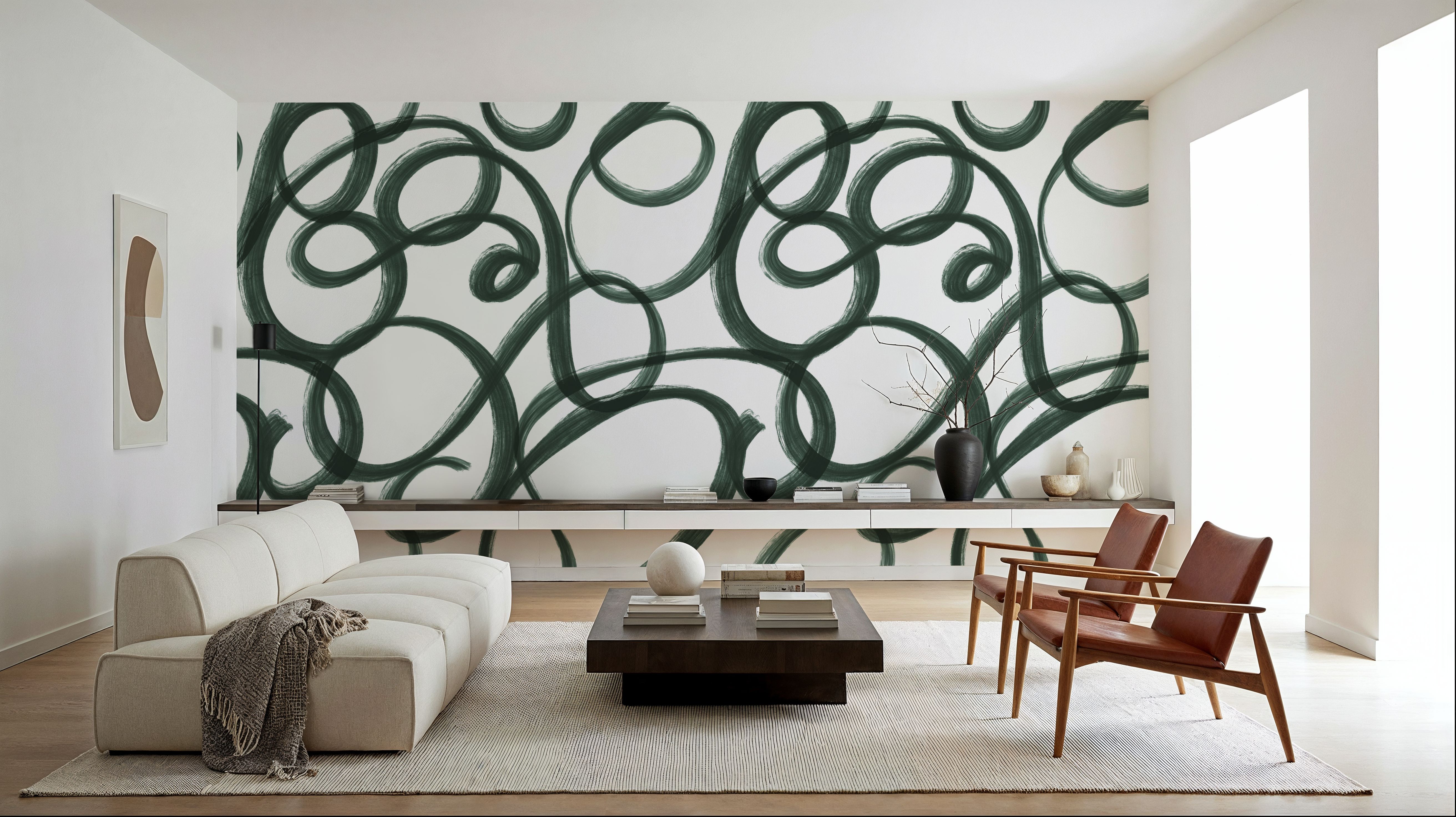 Curly Brush Lines, Salamander Green