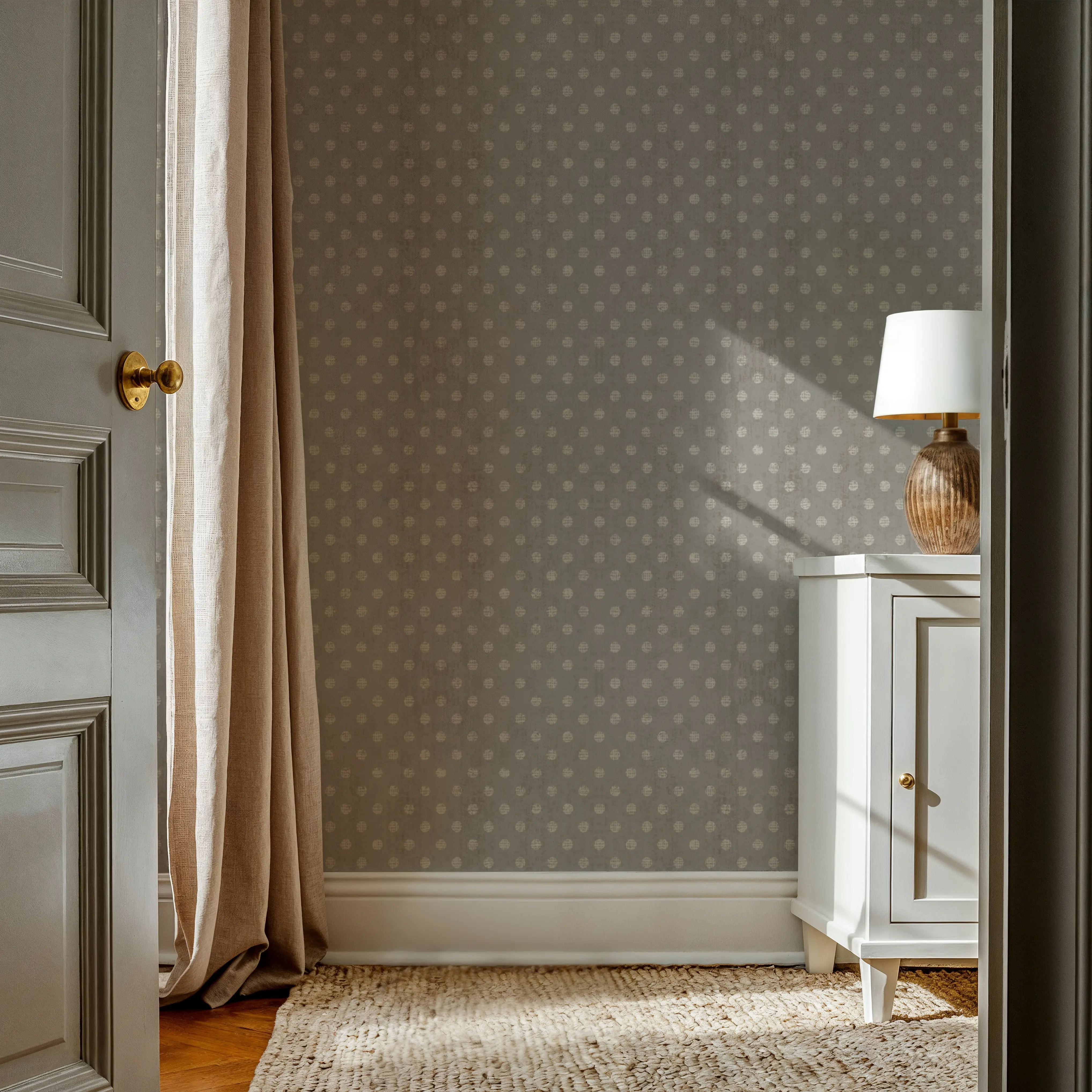 Wallpaper - Country Dots Grey - Polka Dots - Gray - Offices - Wallism UK - Peel & Stick or Paste-the-Wall