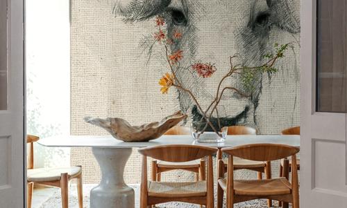 Cow Sketch on Burlap