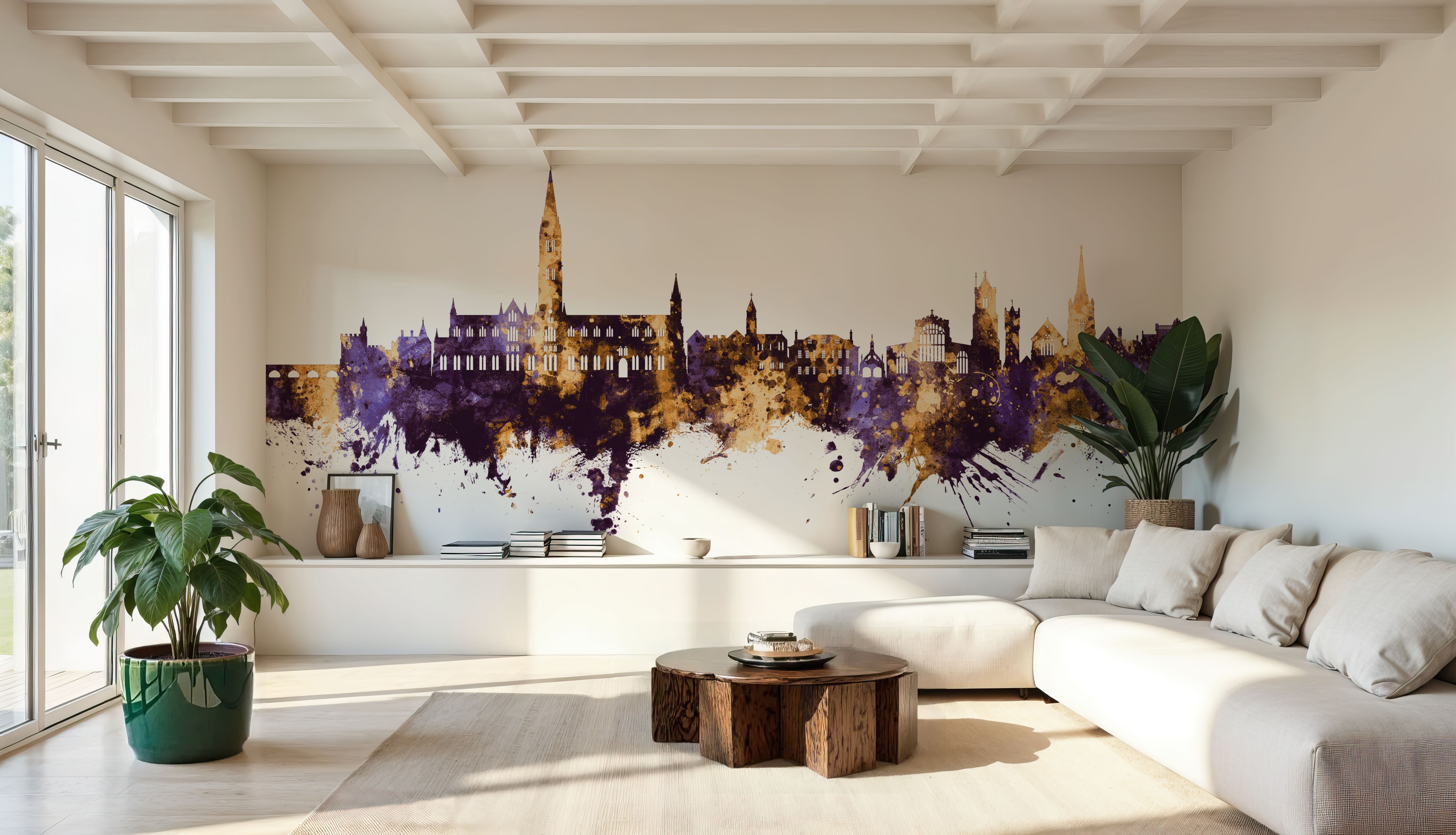 Salisbury England Skyline Purpl & Gold