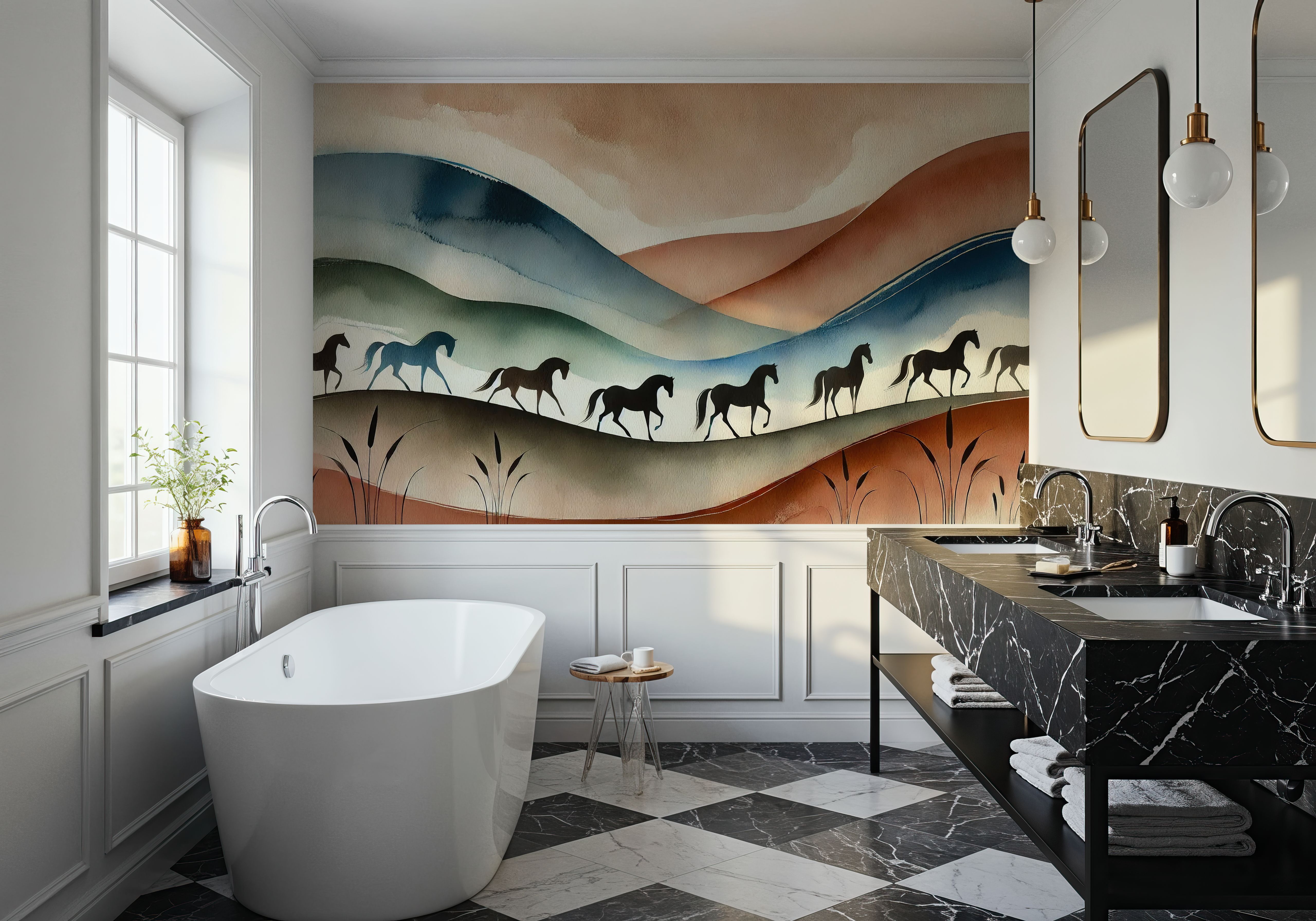 Tranquil Horse Escape in Art Deco