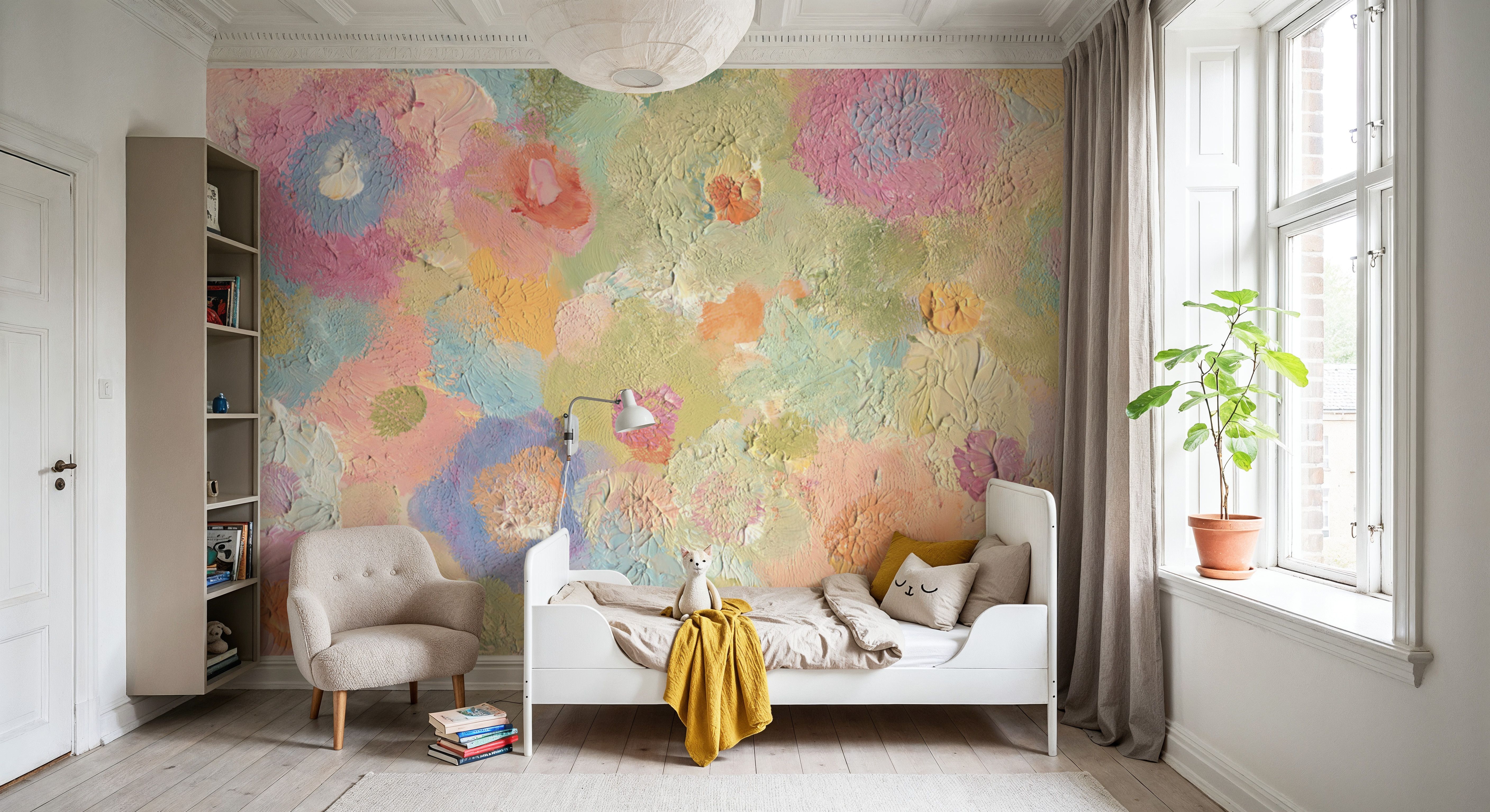 Happy Oil Painted Flowers, Warm Pink