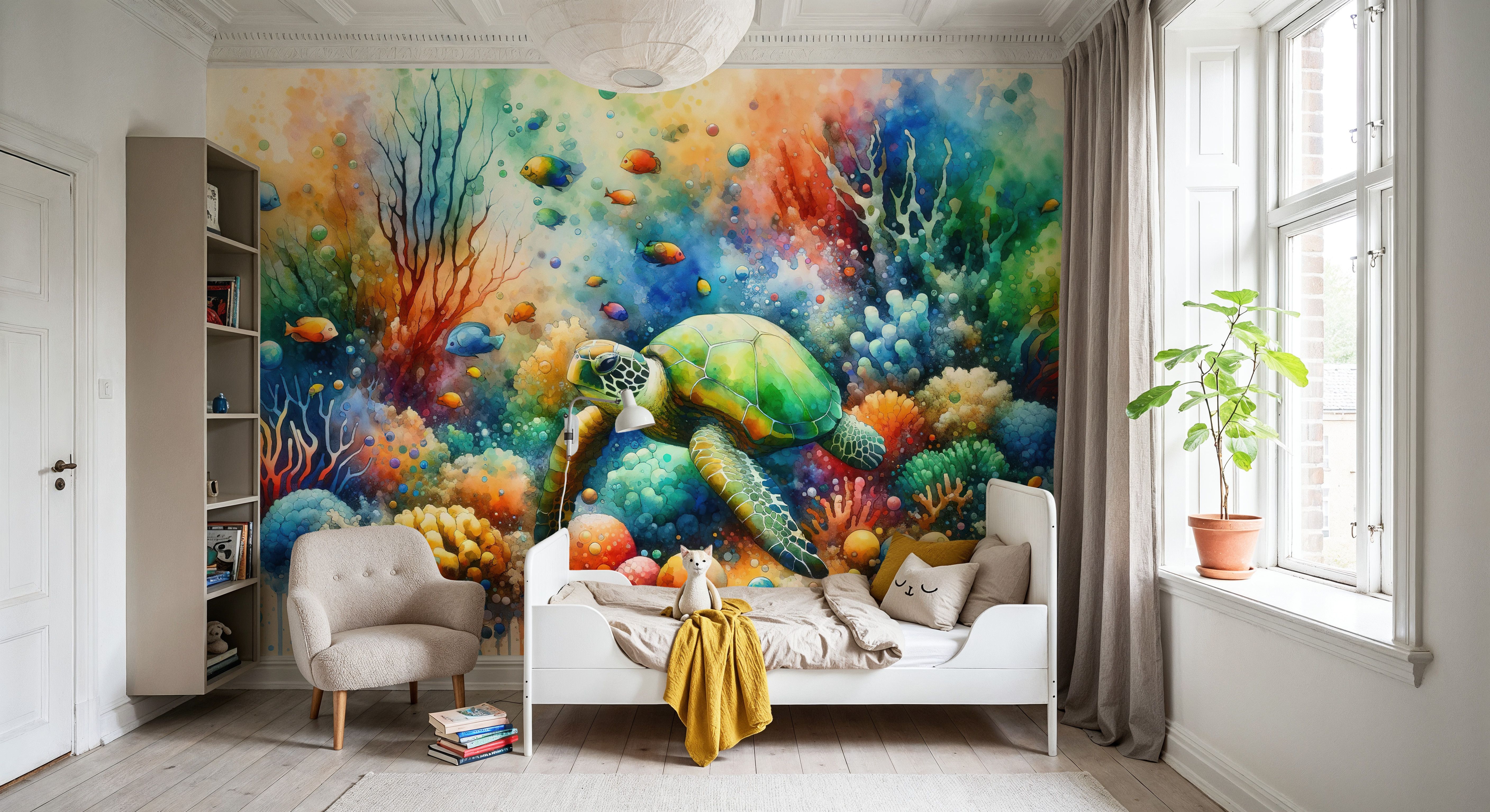 Undersea Encounter Turtle Meets Fish