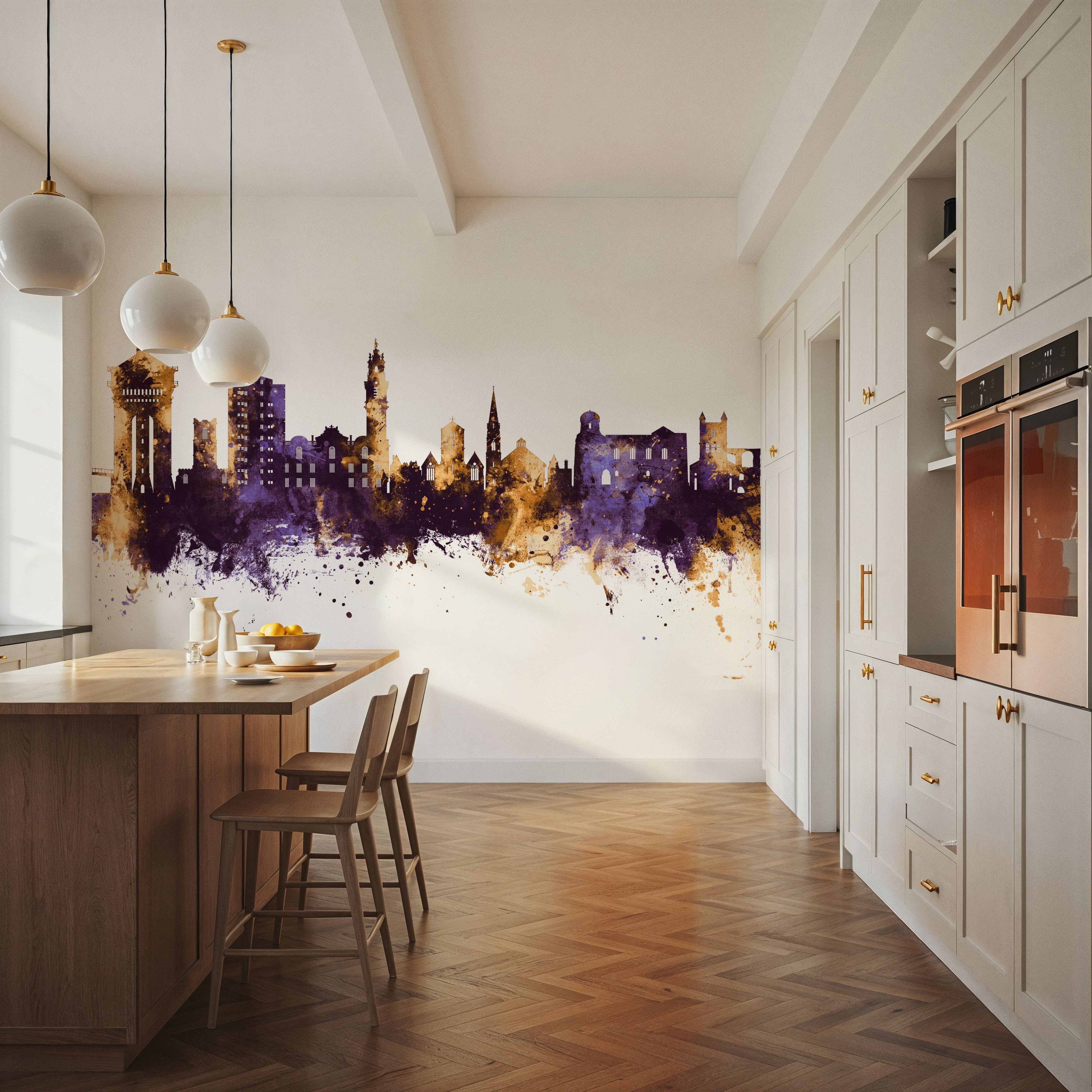 Colchester England Skyline Purple & Gold