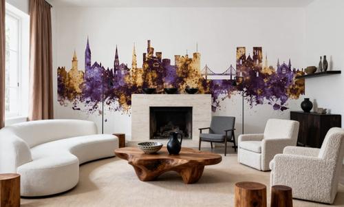 Inverness Scotland Skyline Purple & Gold