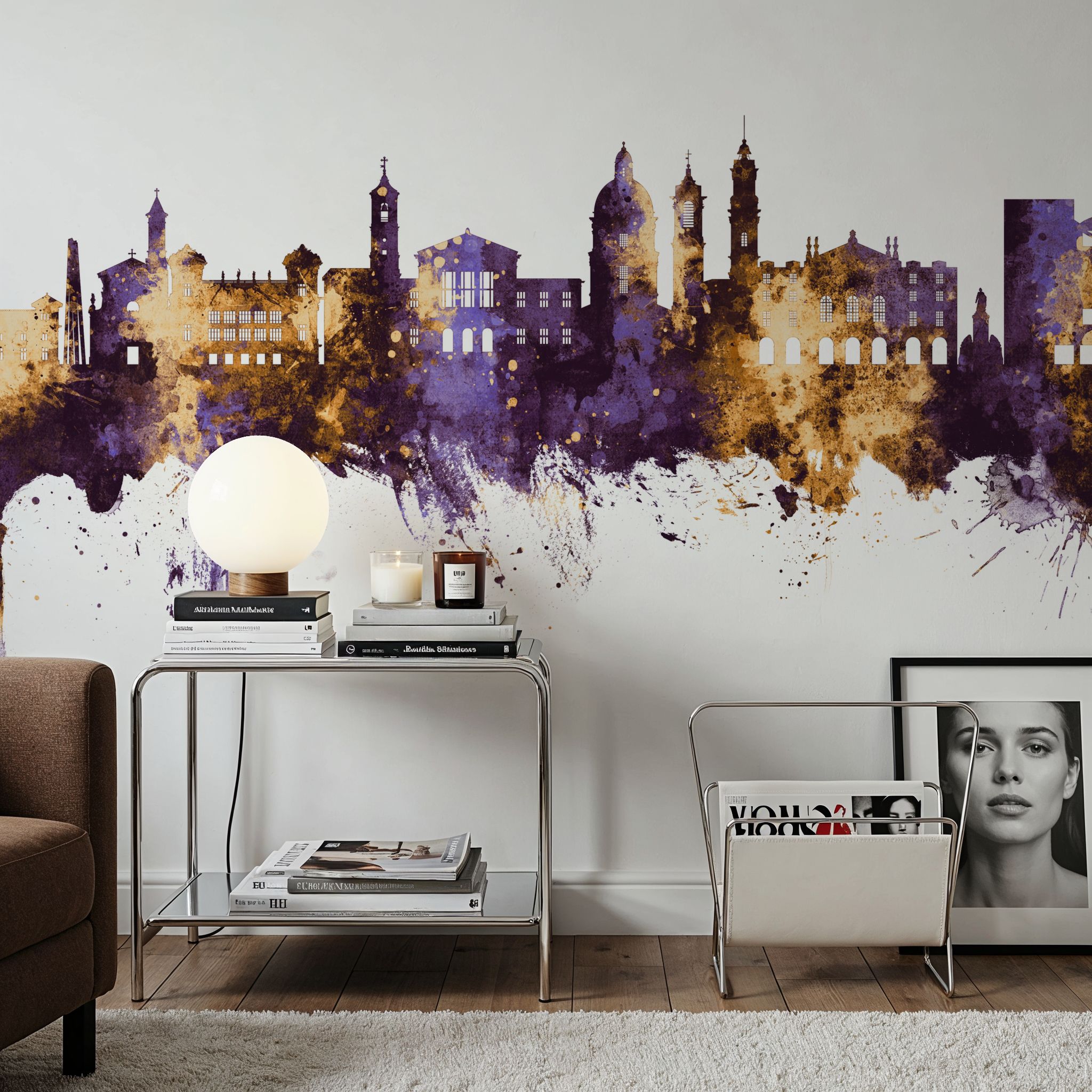 Nice France Skyline Purple & Gold