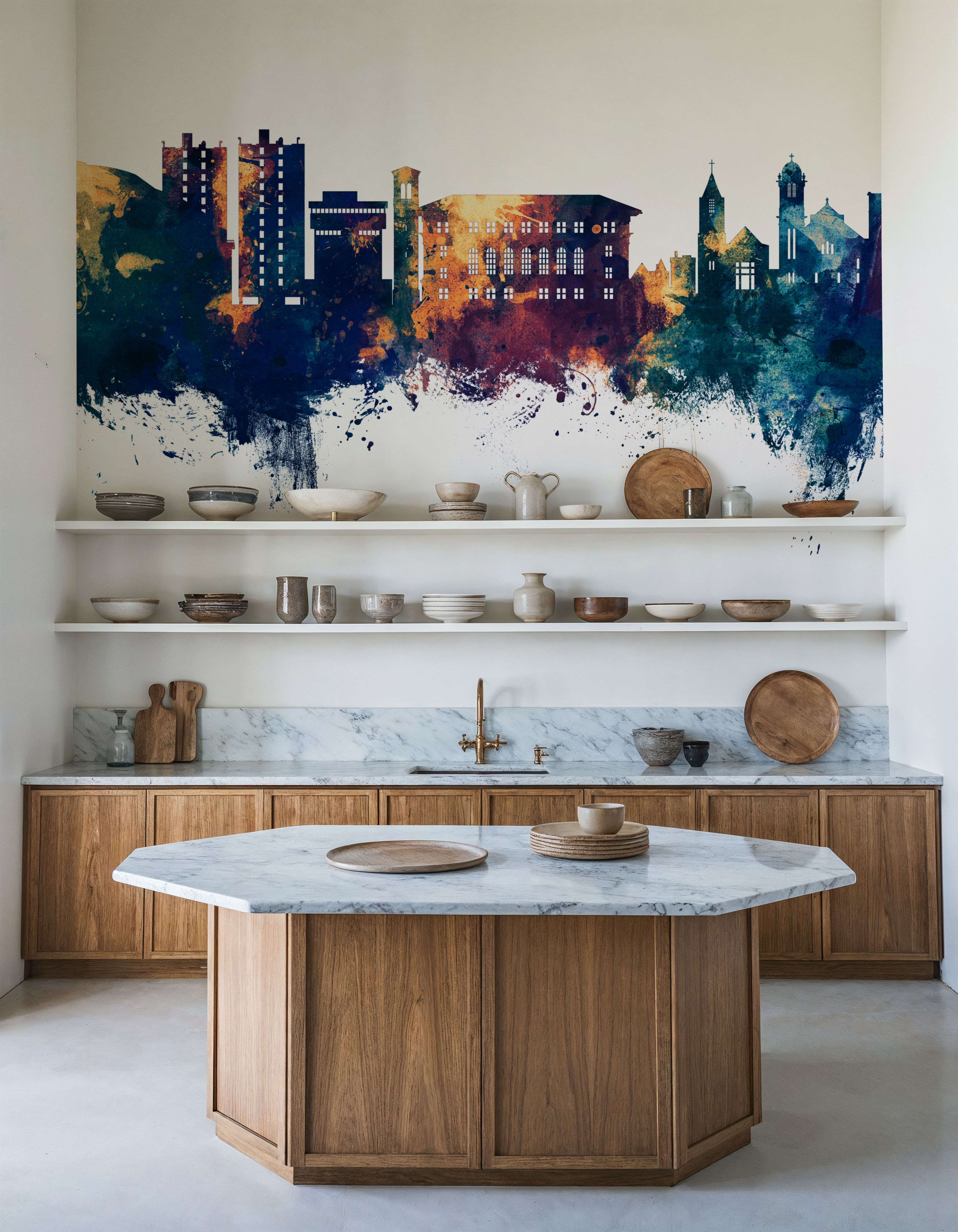 Cedar Falls Iowa Skyline Blue & Bronze