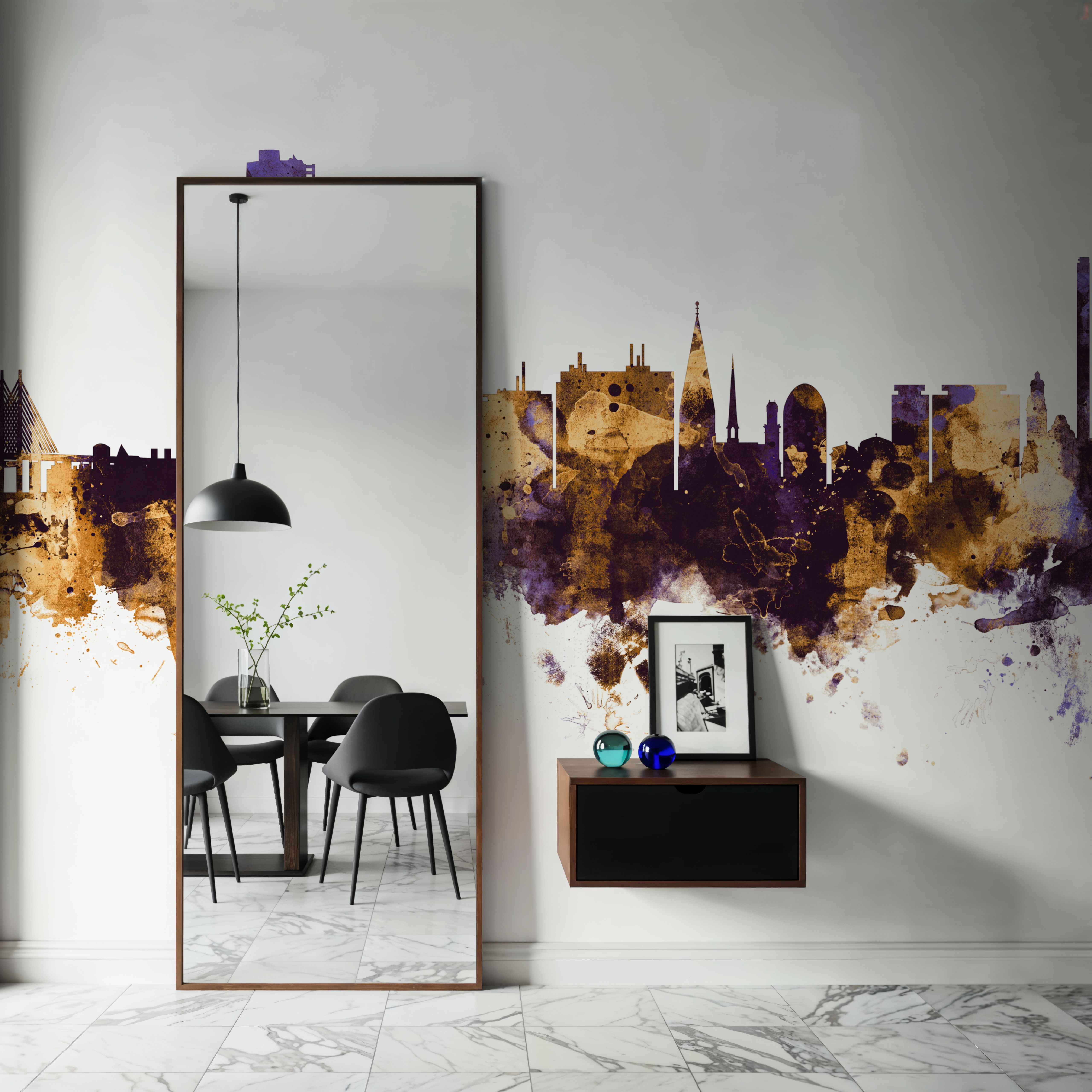 Malmö Sweden Skyline Purple & Gold