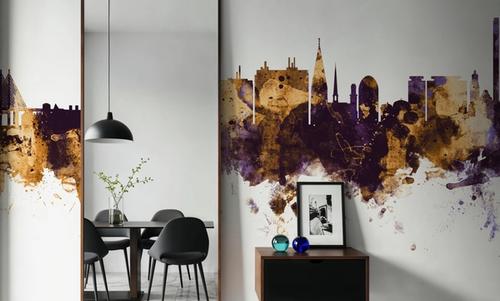 Malmö Sweden Skyline Purple & Gold