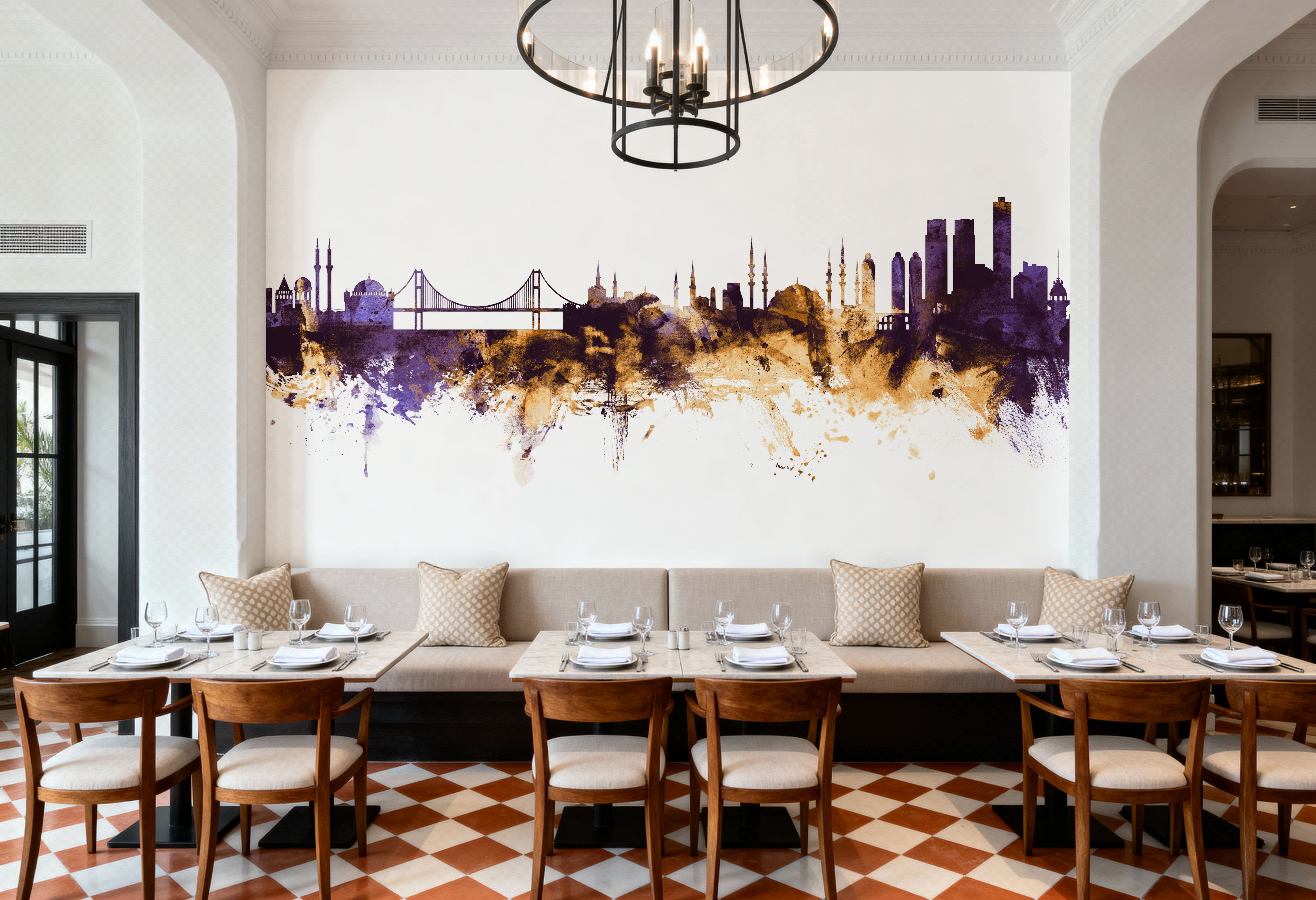 Istanbul Turkey Skyline Purple & Gold, Tapeten