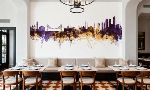 Istanbul Turkey Skyline Purple & Gold