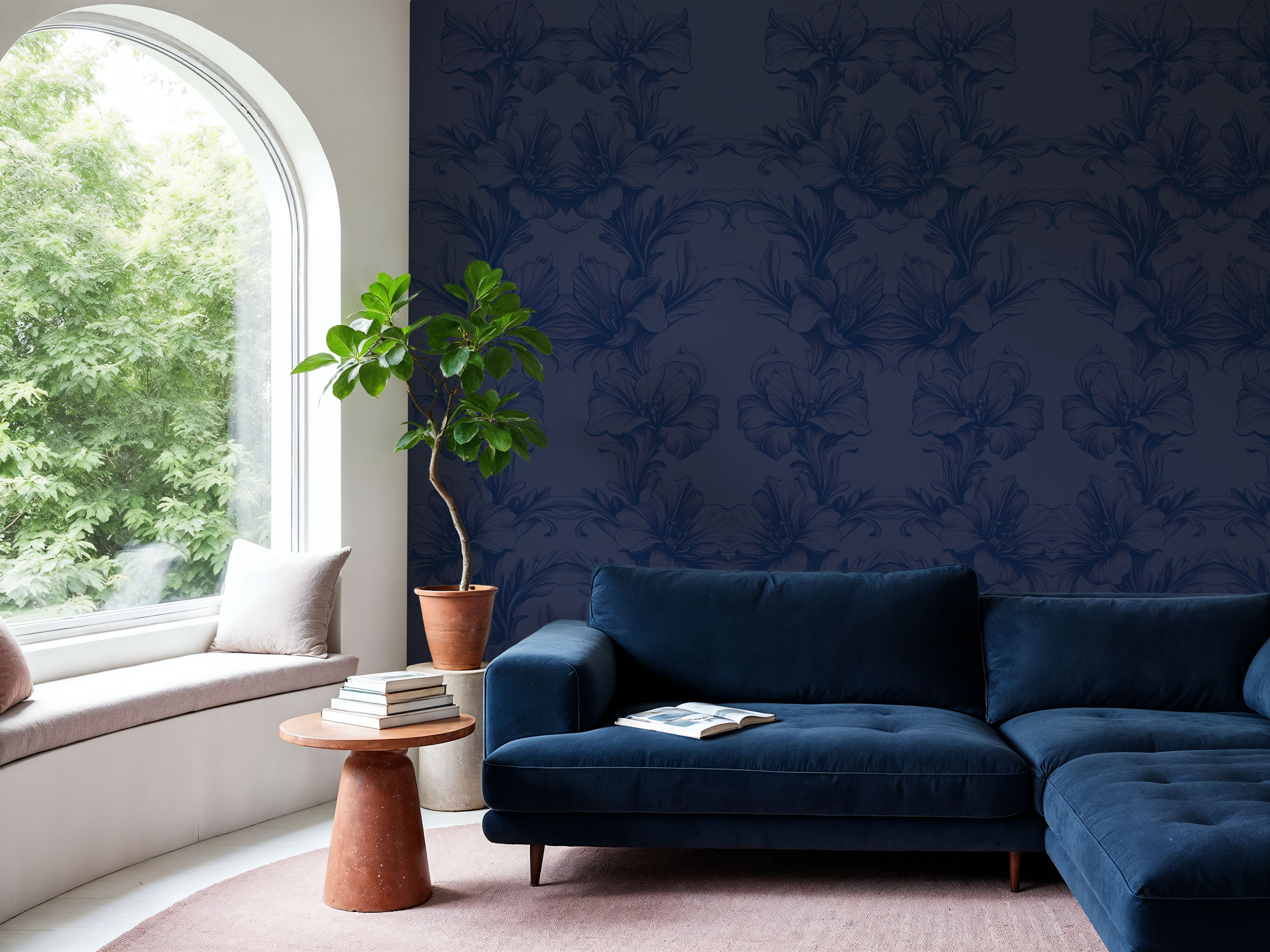 Flower Bridges Blue, Papier peint