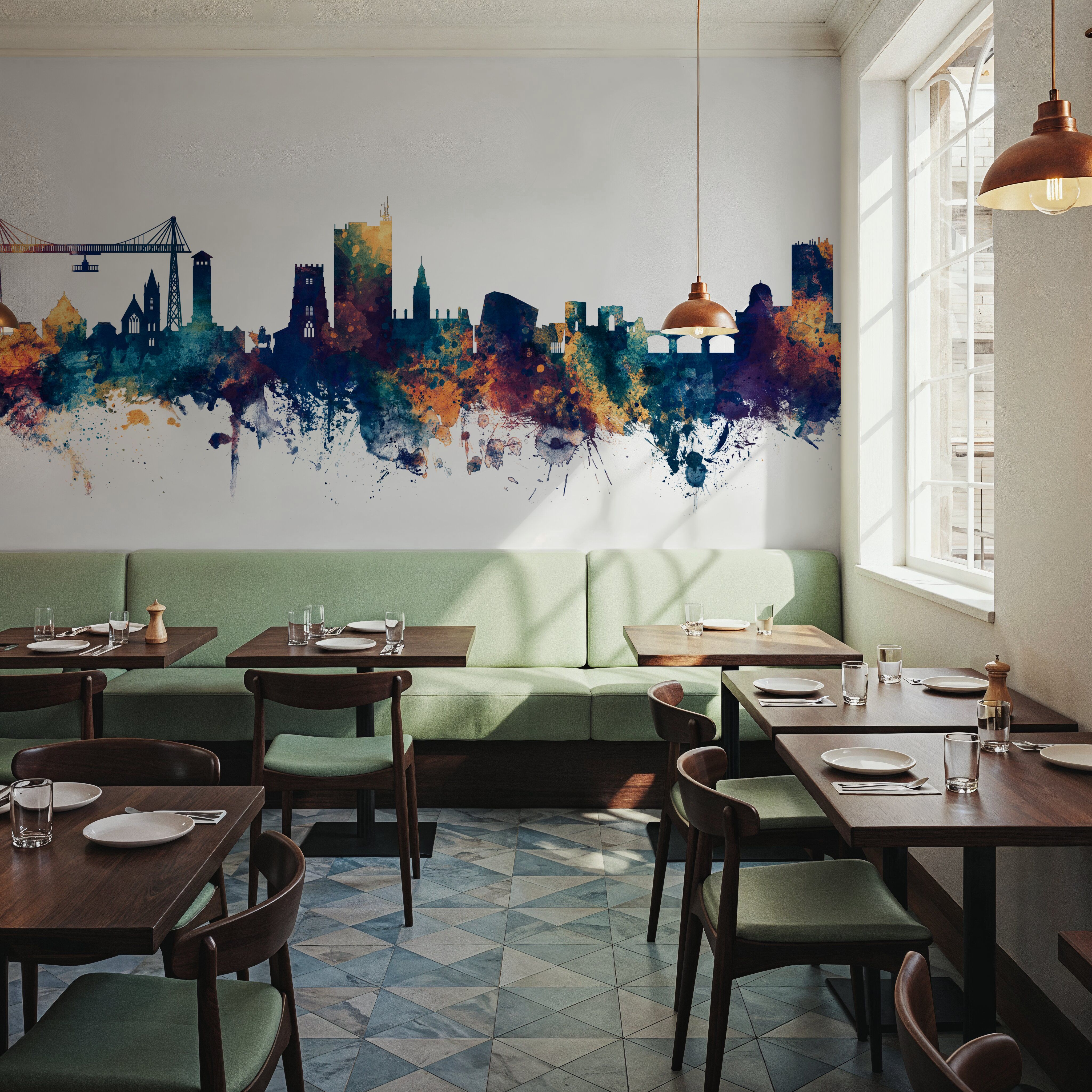 Newport Wales Skyline Blue & Bronze