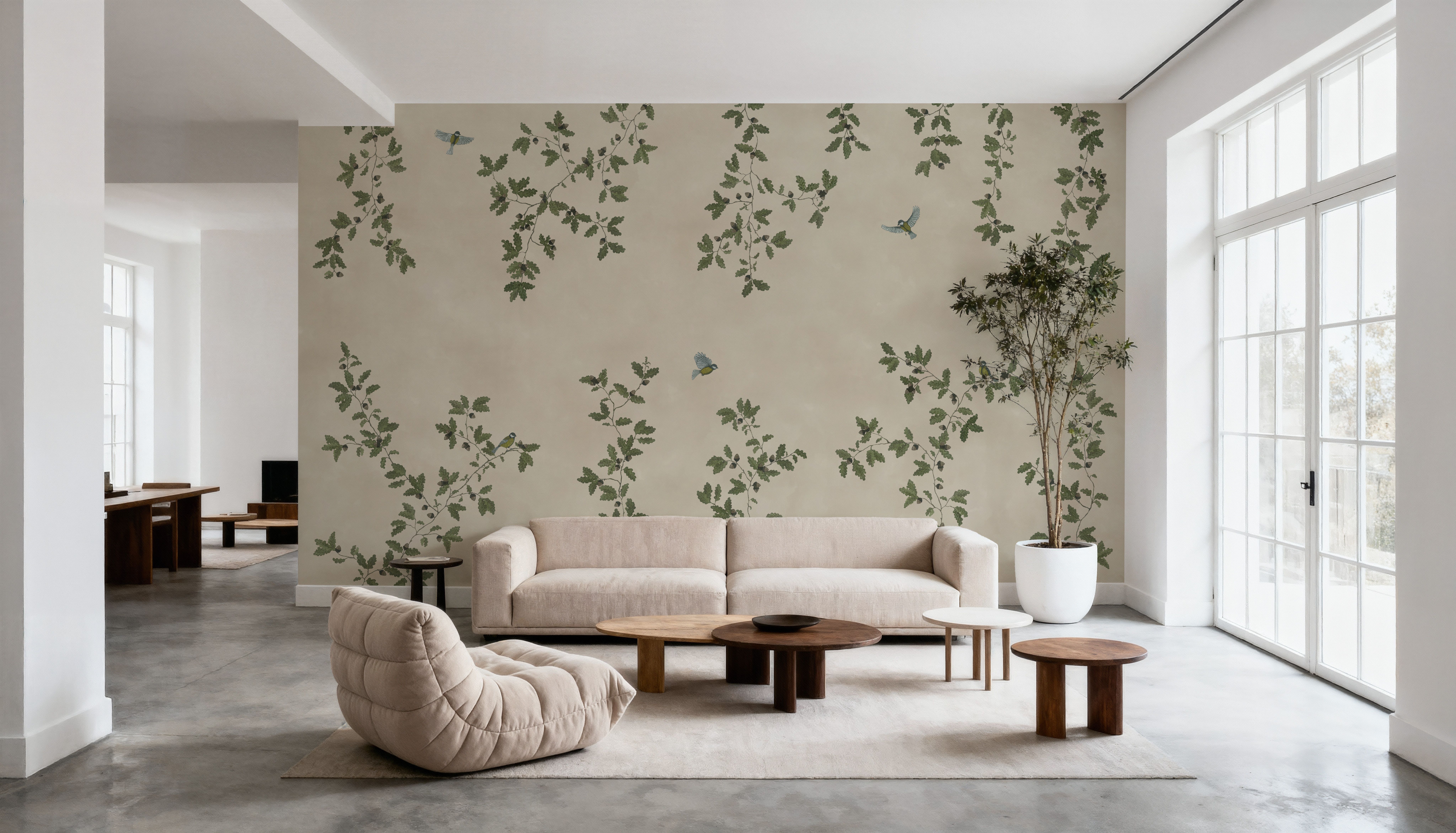 Oak Hollow, Light Beige, Wallpaper
