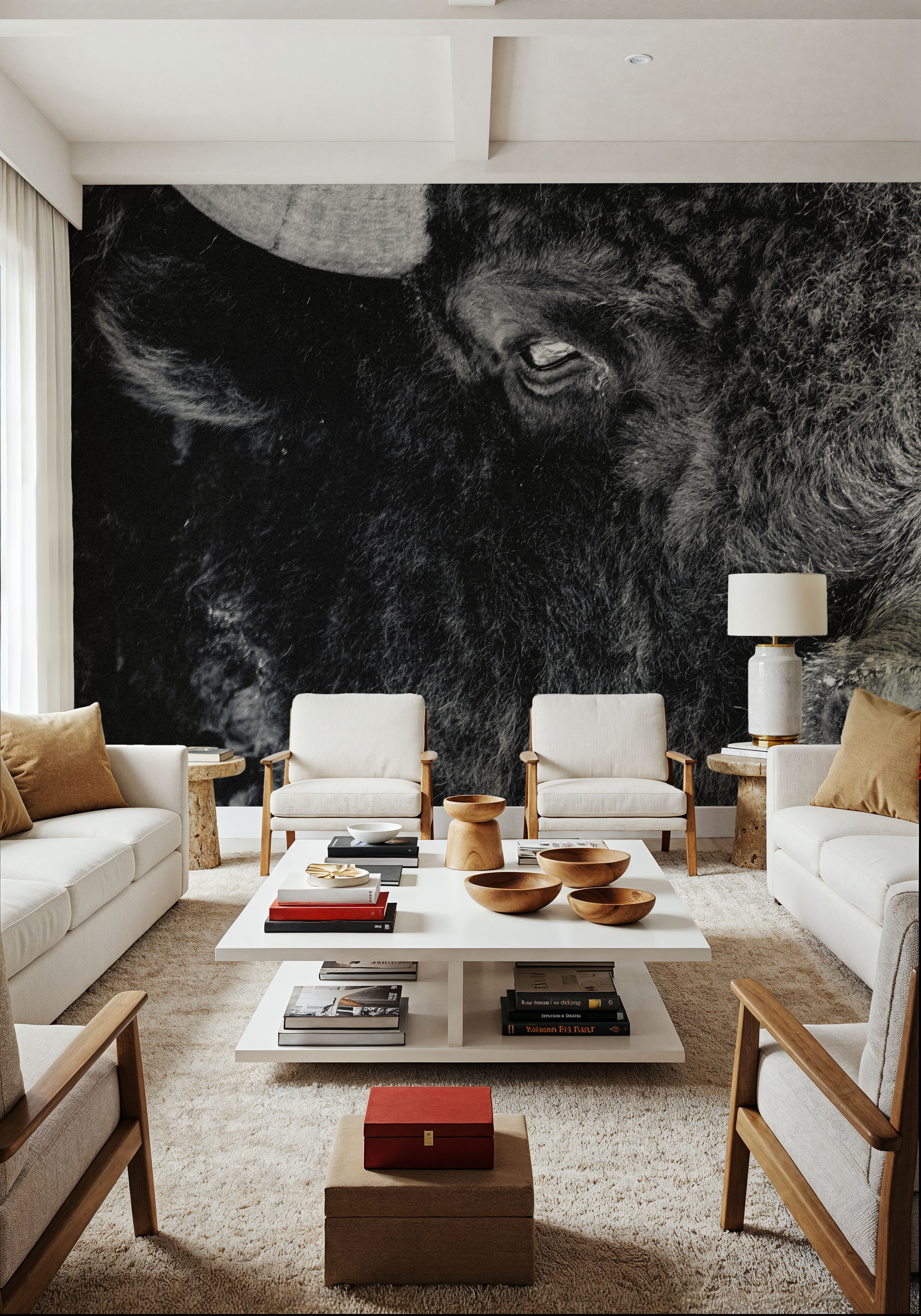 Bison Stare BW