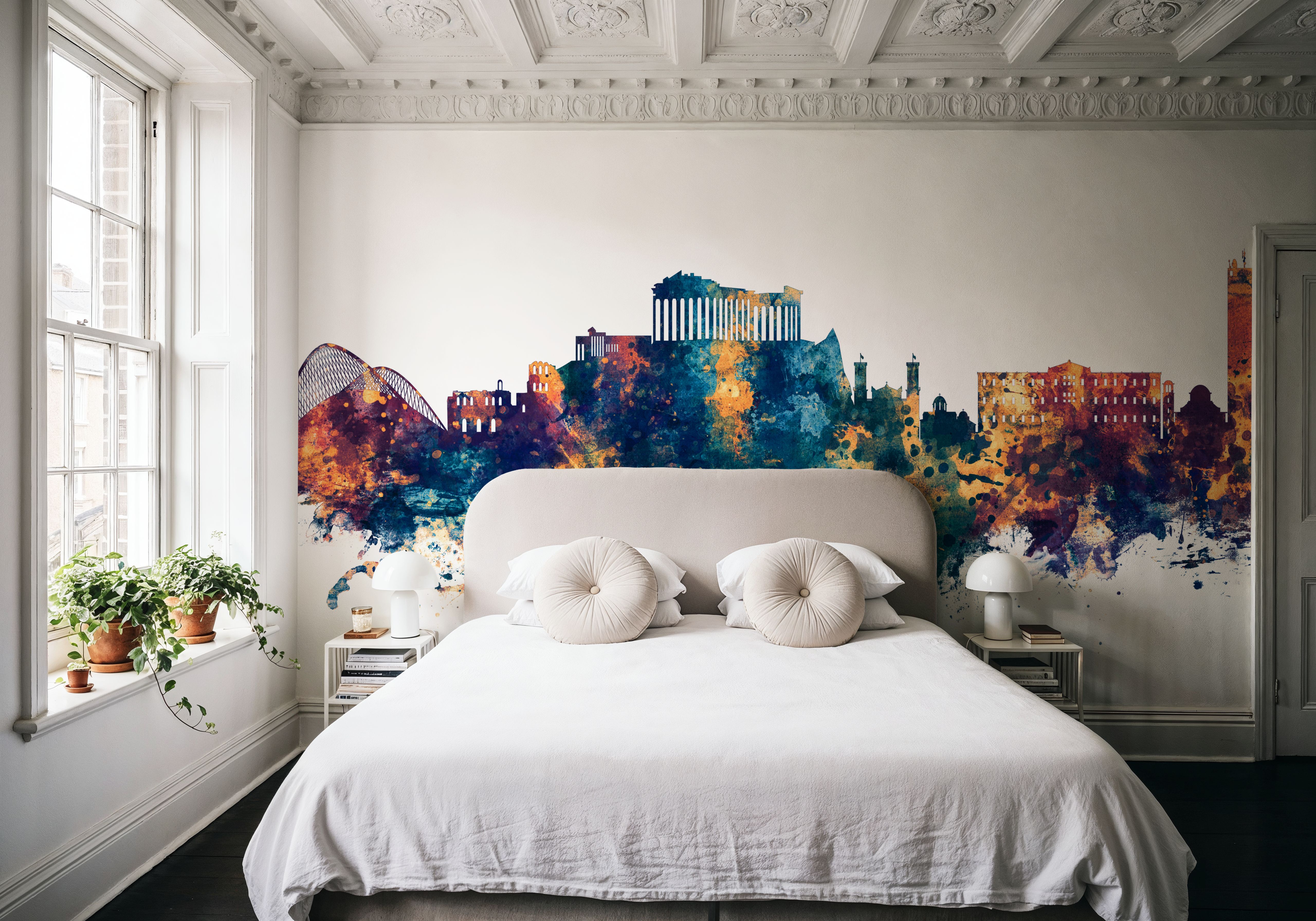 Athens Greece Skyline Blue & Bronze