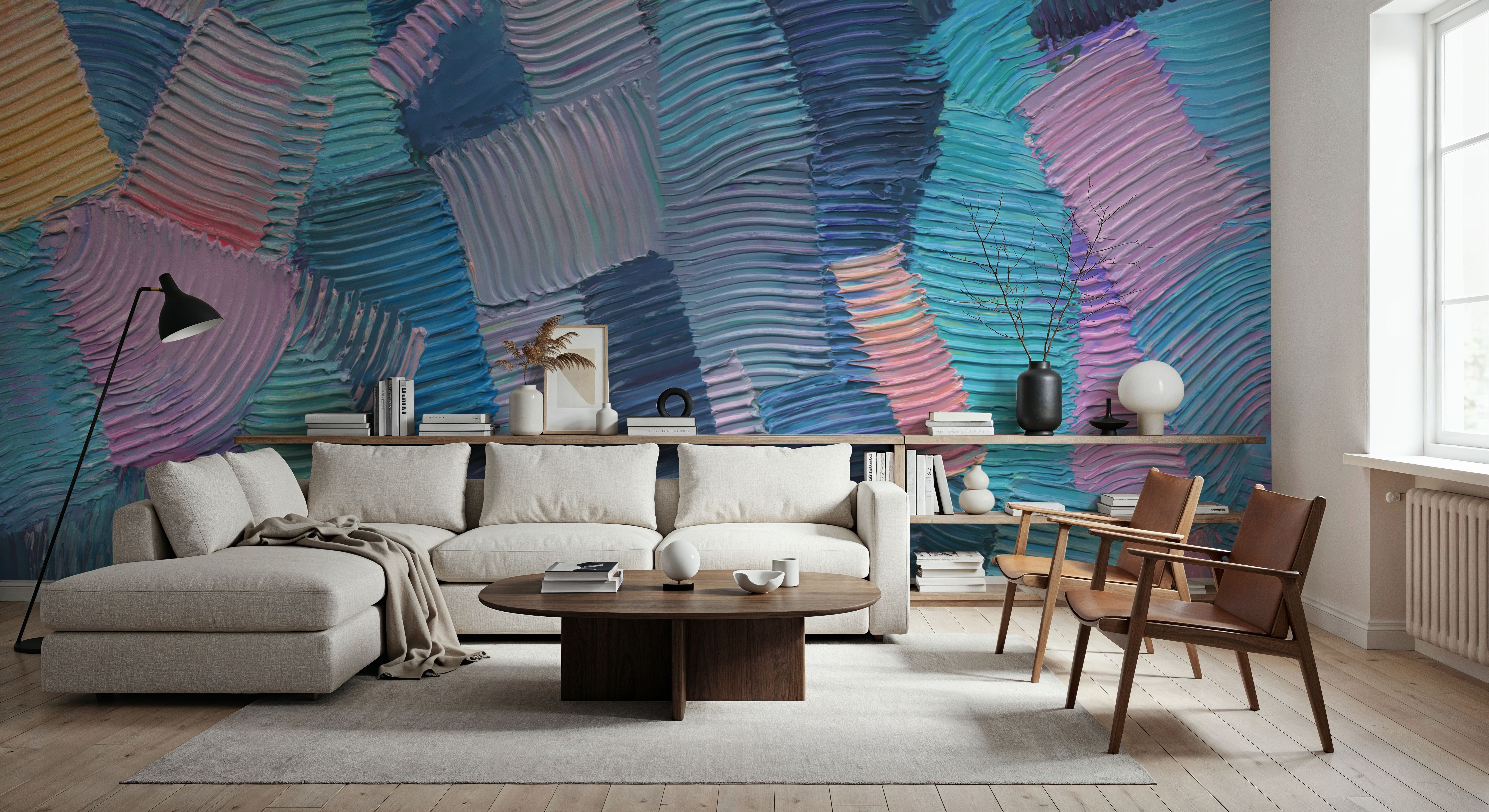 Abstract Stroke Texture Painting, Blue, Tapeten