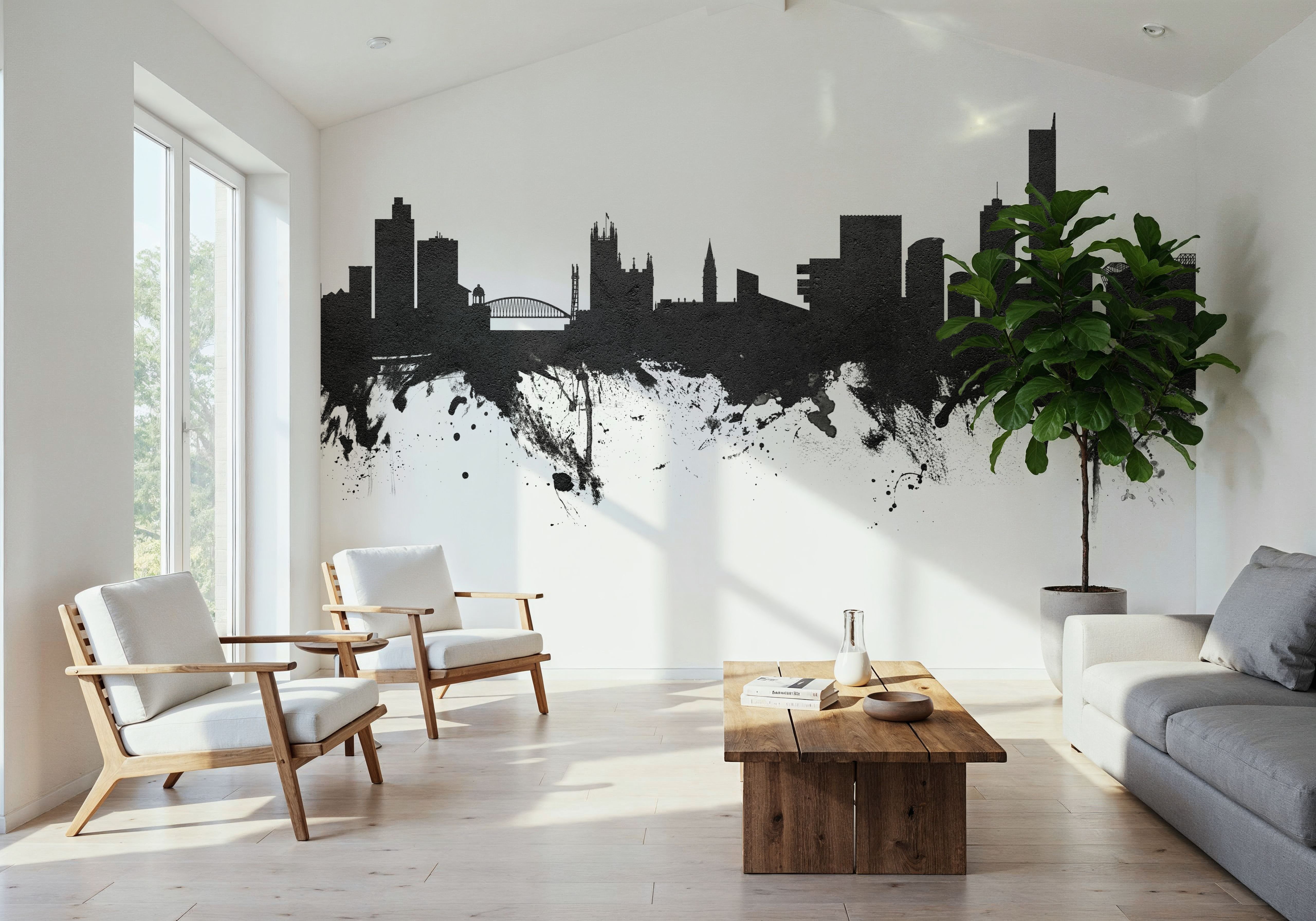 Manchester England Skyline Black & White, Wallpaper