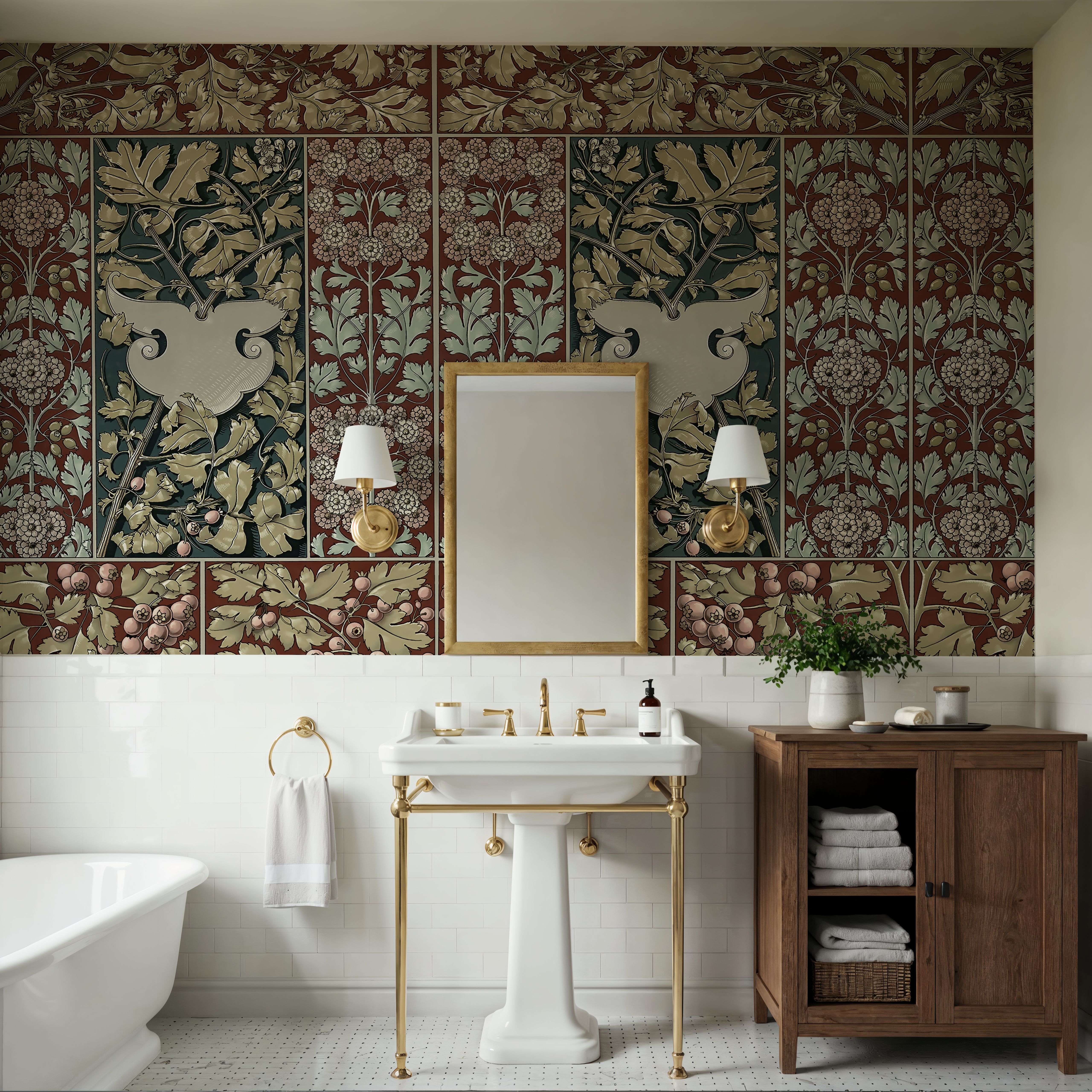 Flowers and Berries Red