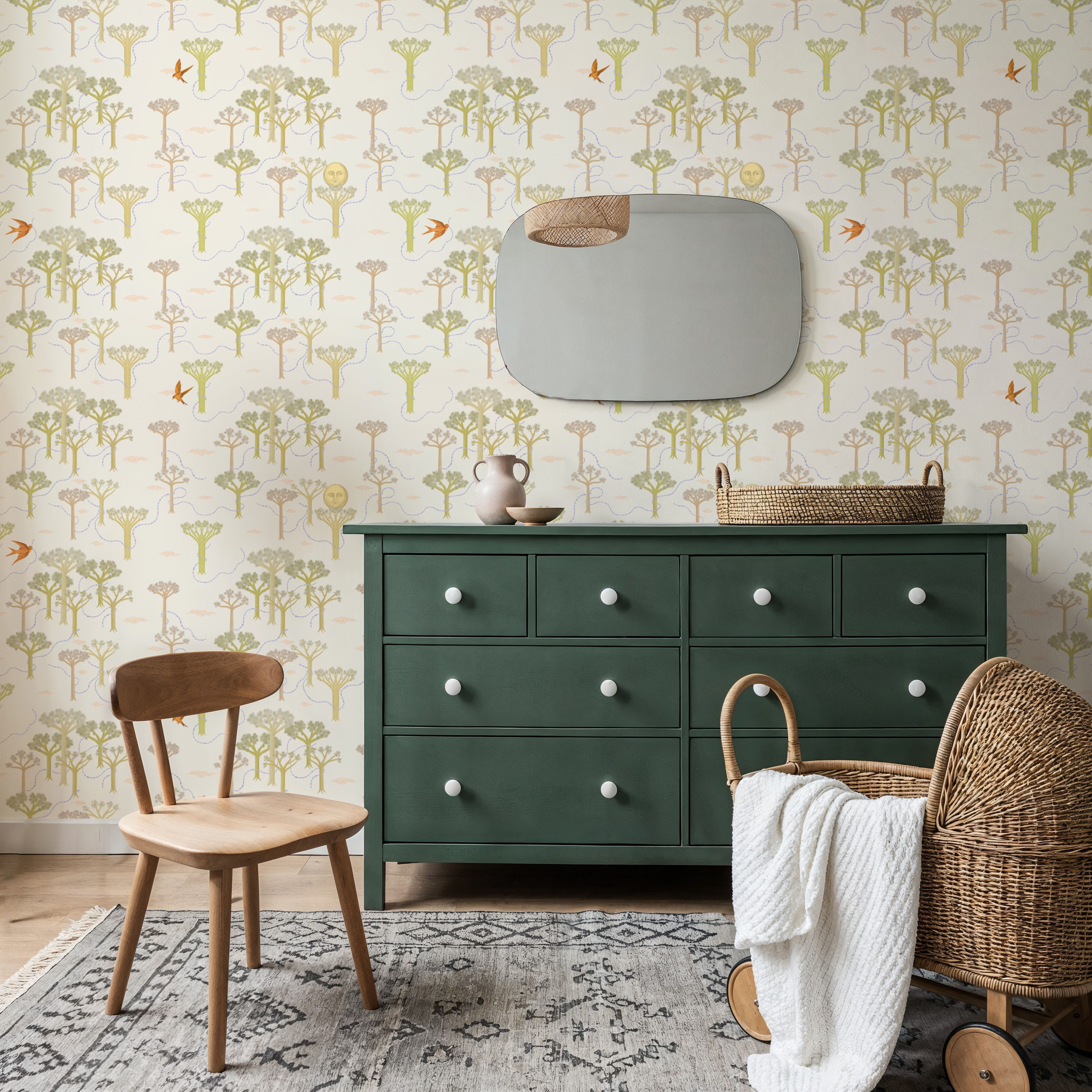 Moonlight Forest, Yellow, Wallpaper