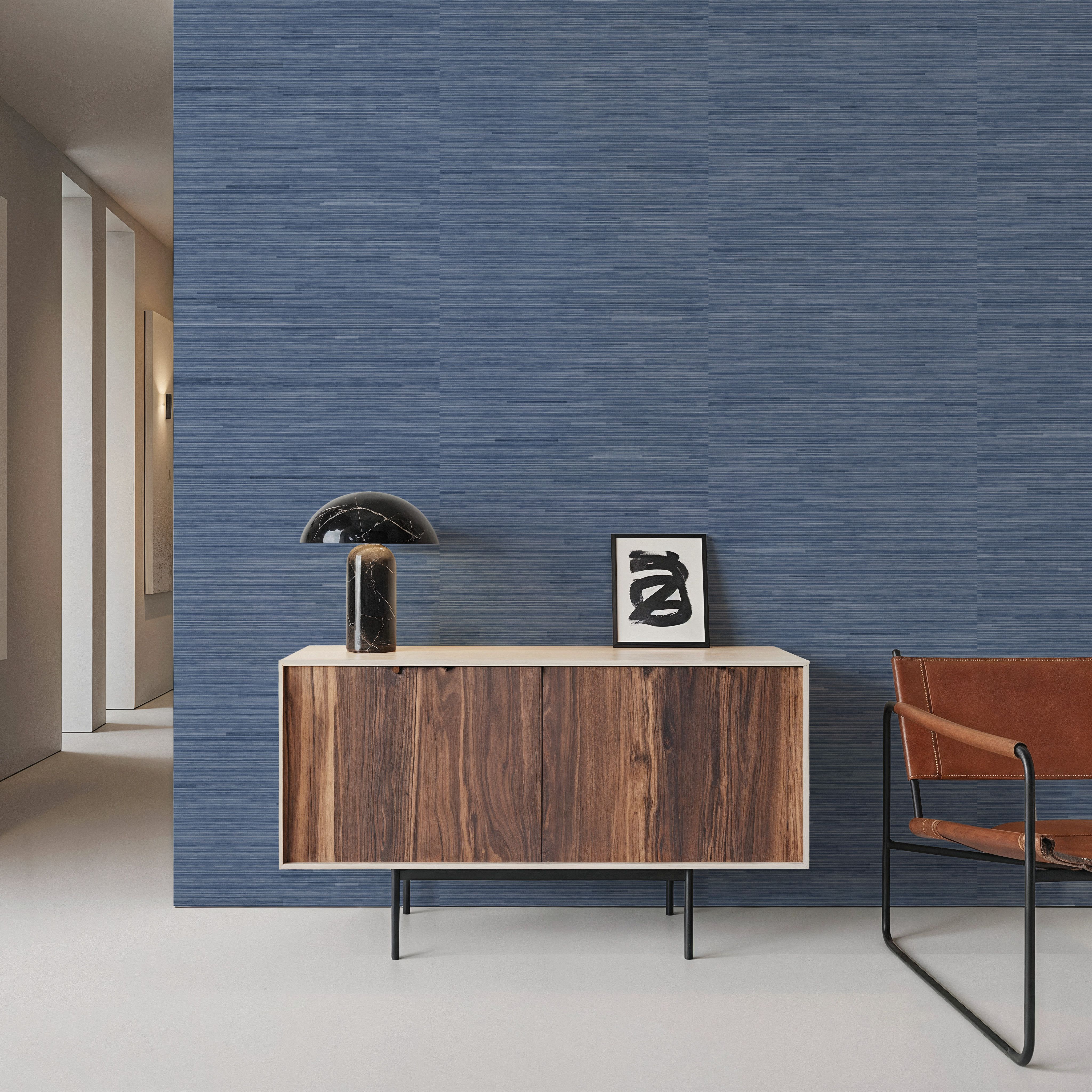 Faux Grasscloth with Visible Seams, Lapis, Tapetes