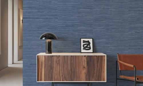 Faux Grasscloth with Visible Seams, Lapis