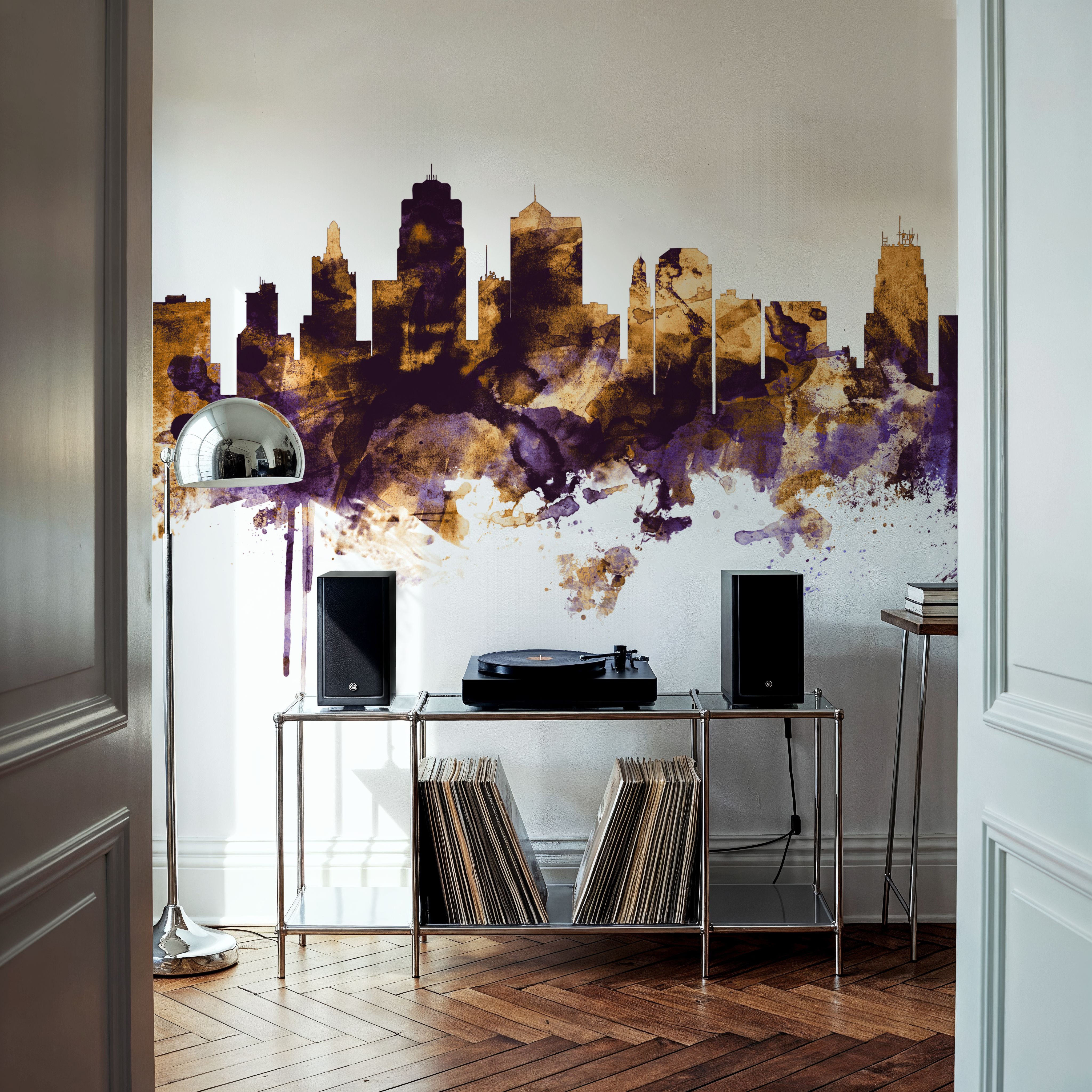 Kansas City Missouri Skyline Purple & Gold