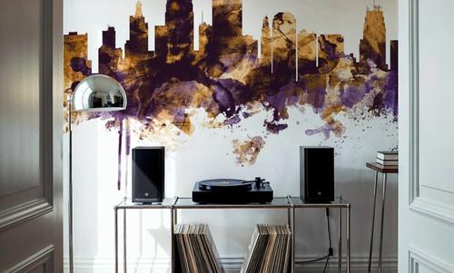 Kansas City Missouri Skyline Purple & Gold