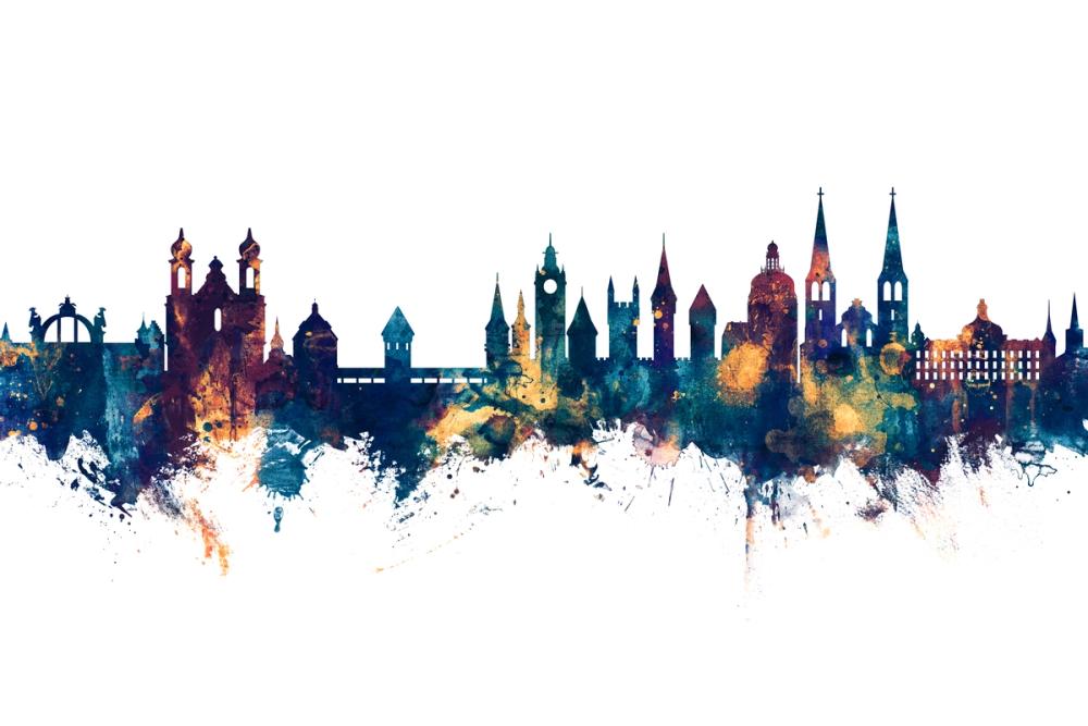 Lucerne Switzerland Luzern Skyline Blue & Bronze