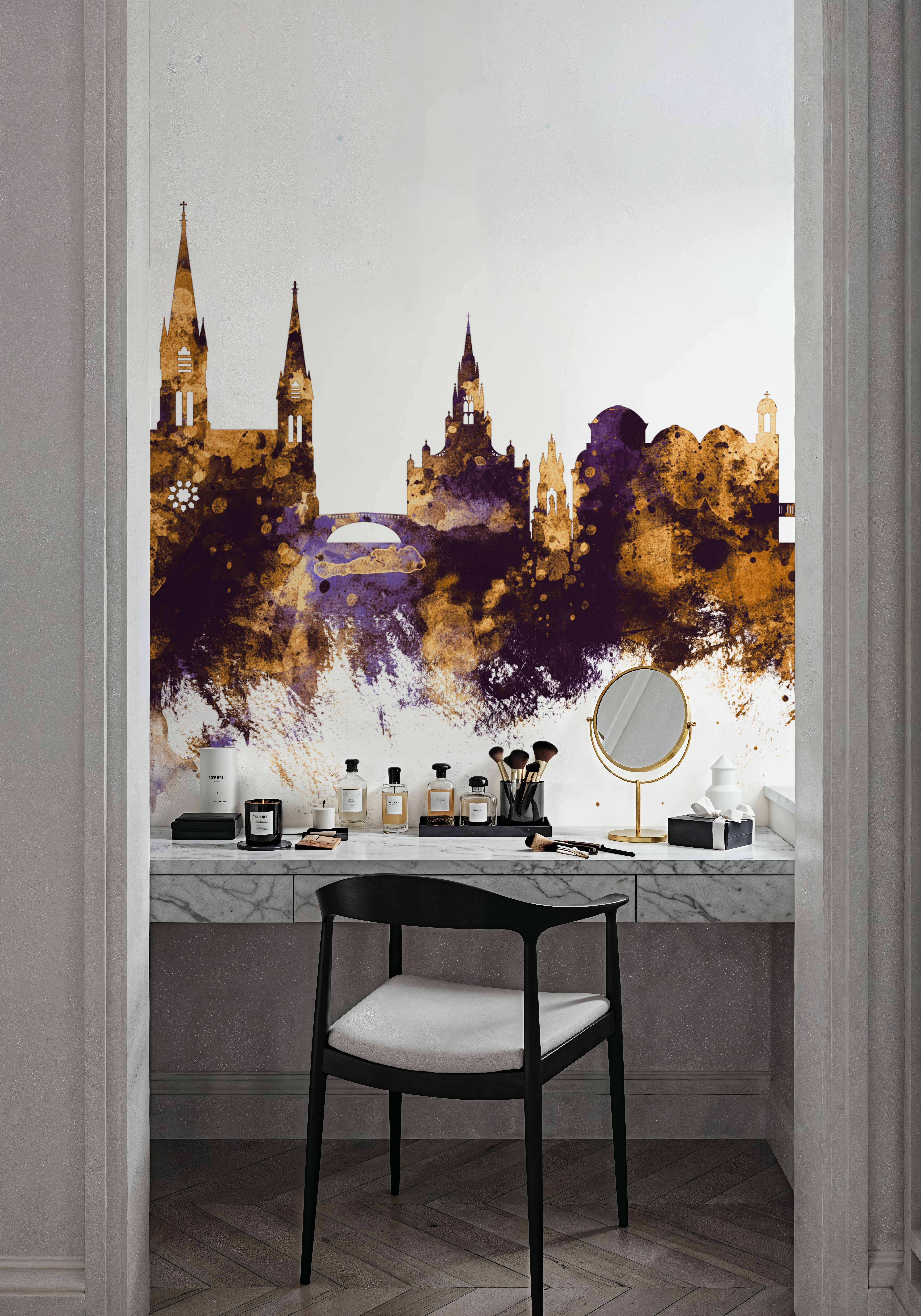Cork Ireland Skyline Purple & Gold
