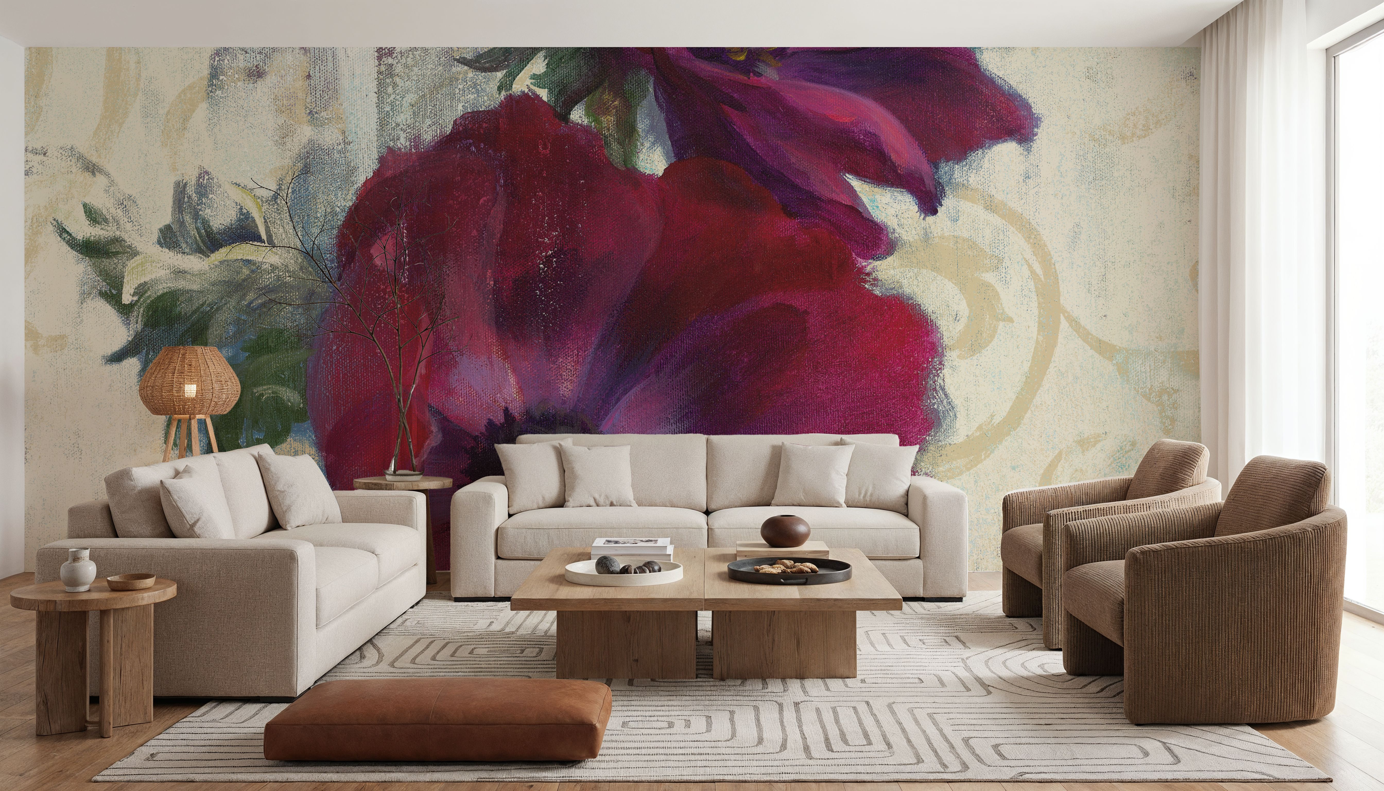 Rich Anemones I on Ivory