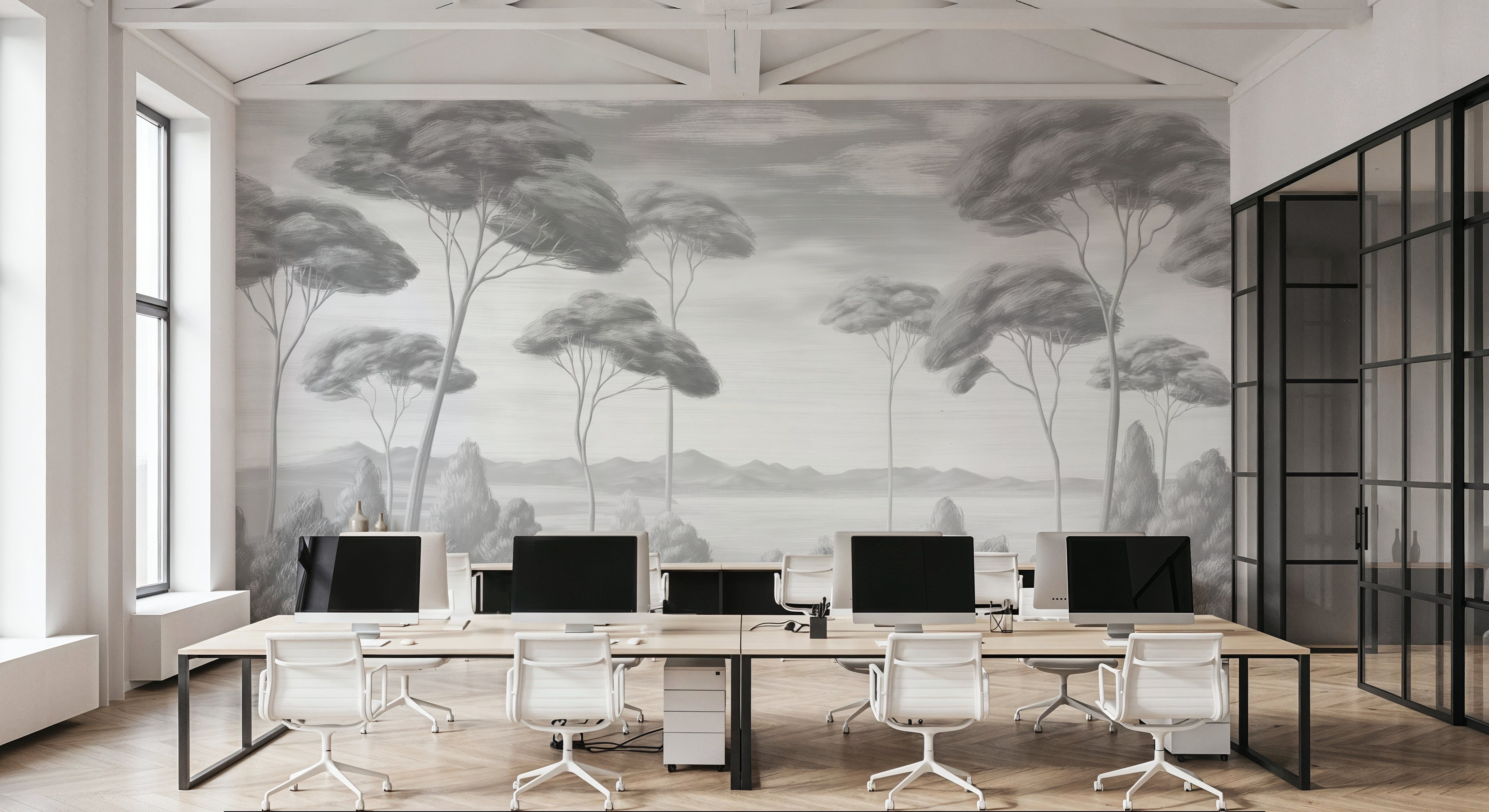 Verdant Horizon, Pewter, Tapet