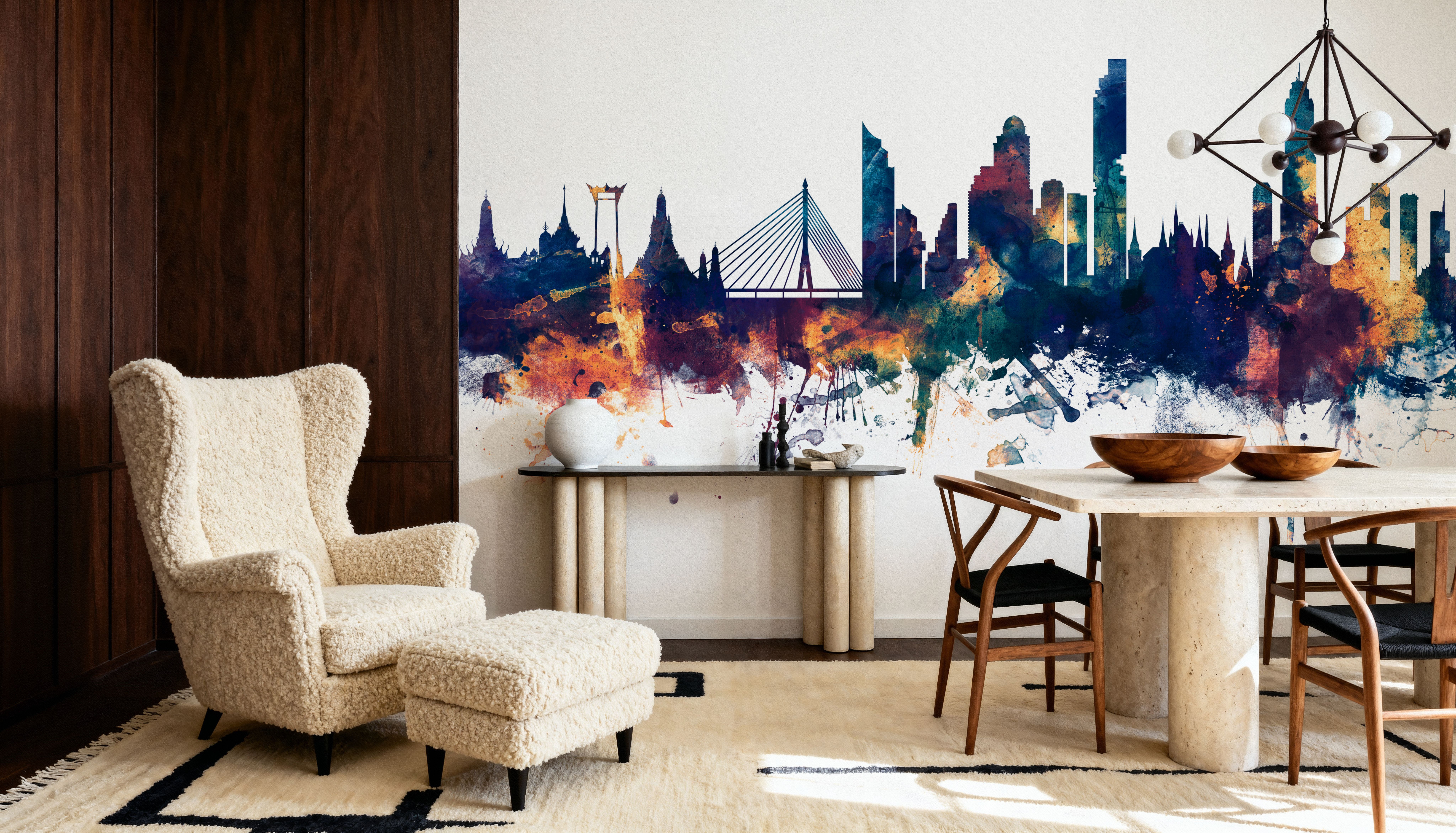 Bangkok Thailand Skyline Blue & Bronze