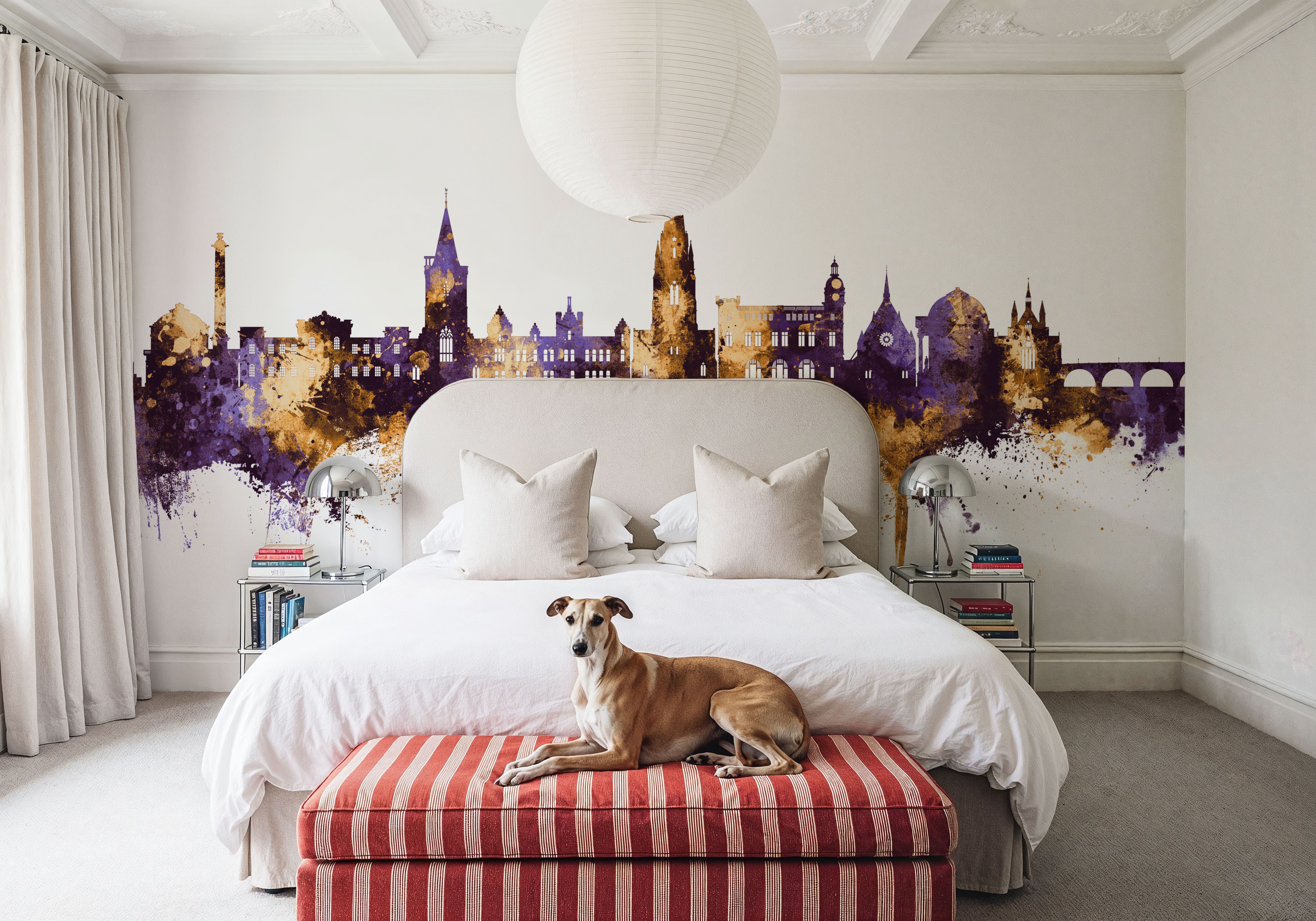 Perth Scotland Skyline Purple & Gold