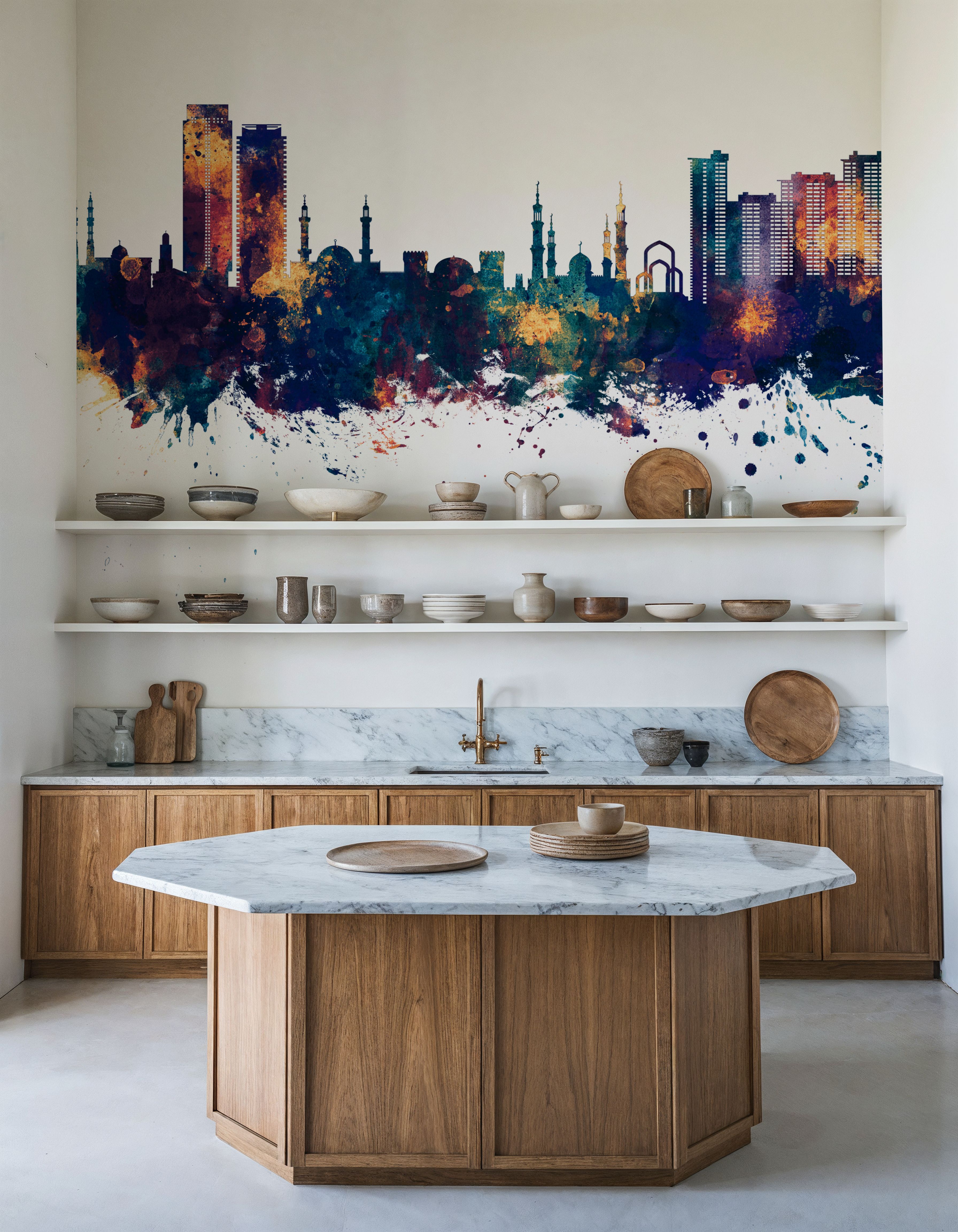 Ajman Skyline Blue & Bronze