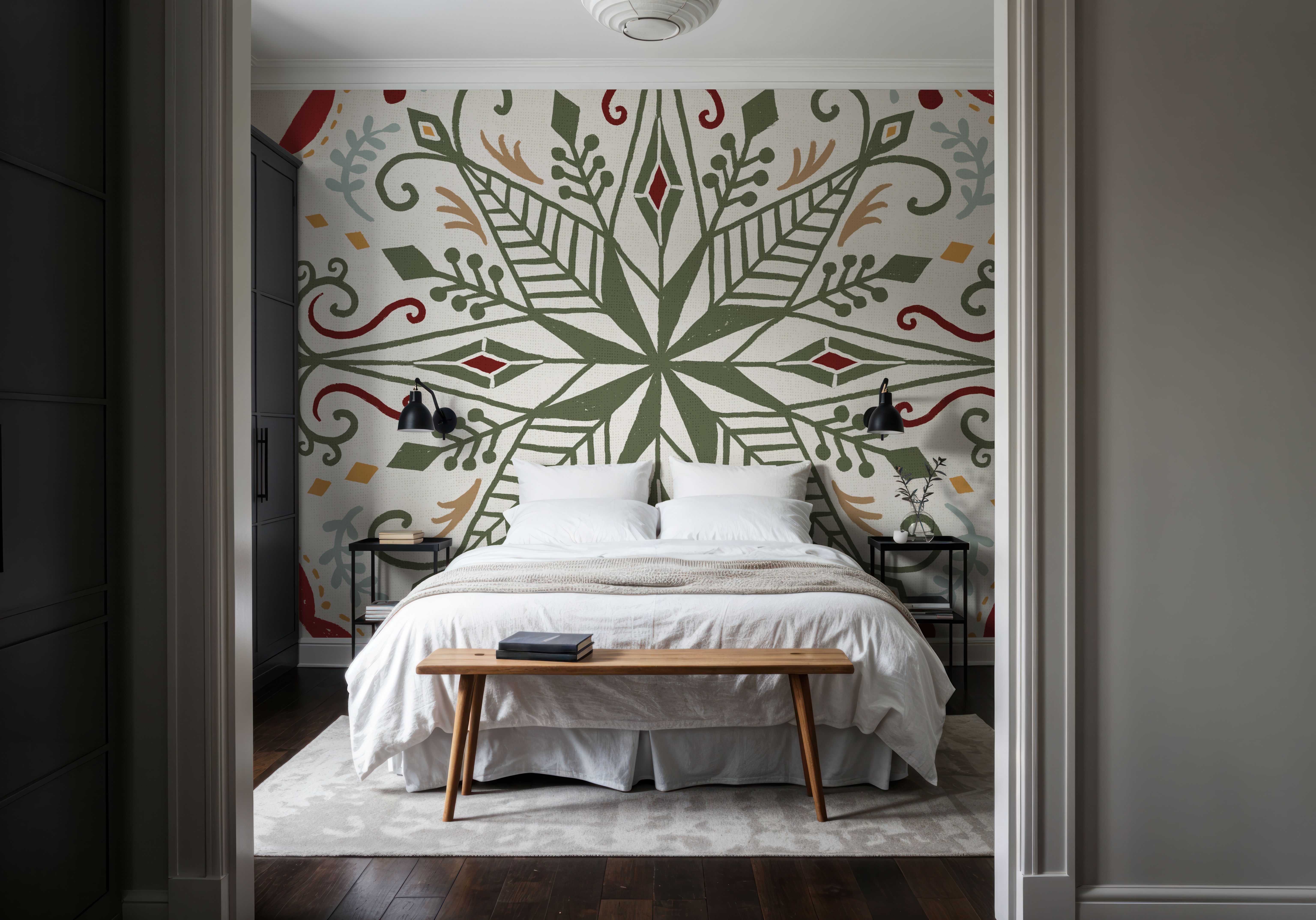 Wall Mural - Holiday Form XII Color - Folk mural wallpaper - Offices - Wallism US - Premium, Textured or Peel & Stick